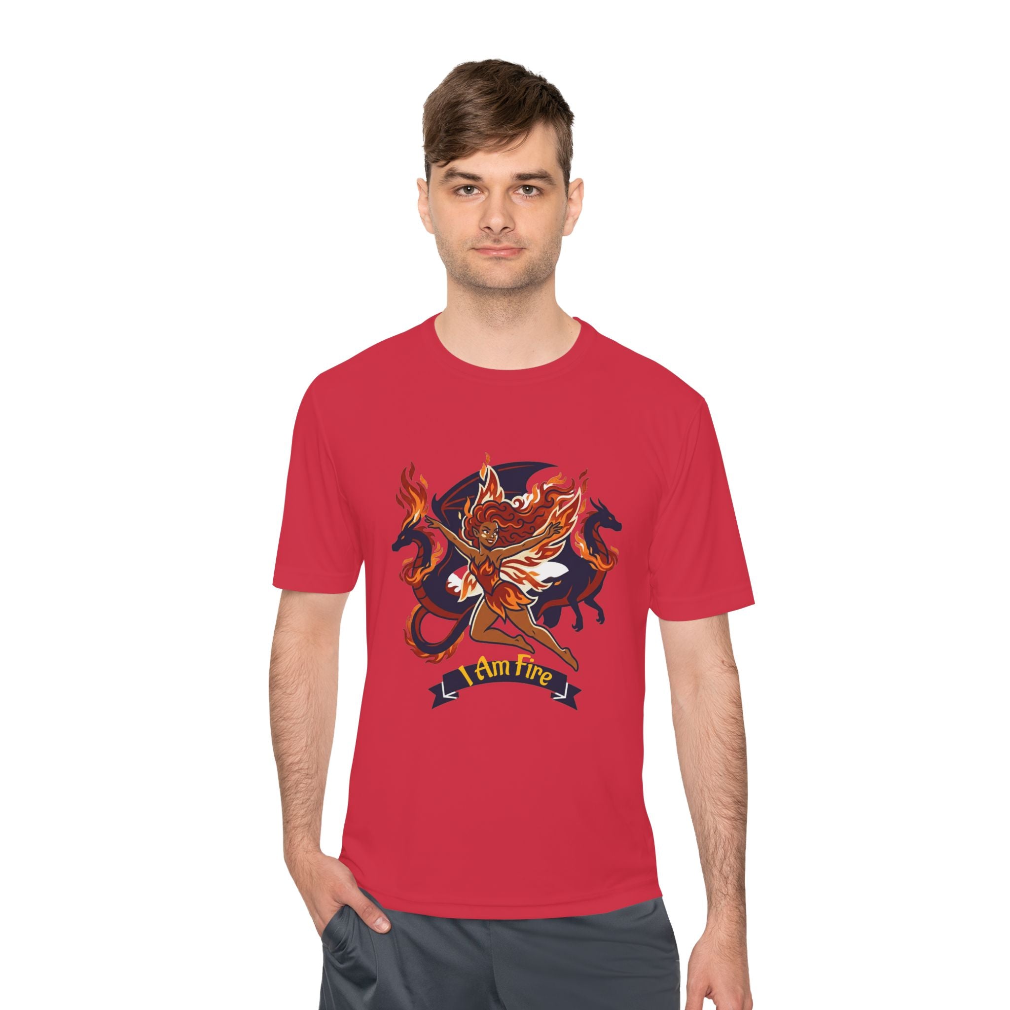 Phoenix Crest Performance Tee — 'I Am Fire' Athletic Shirt