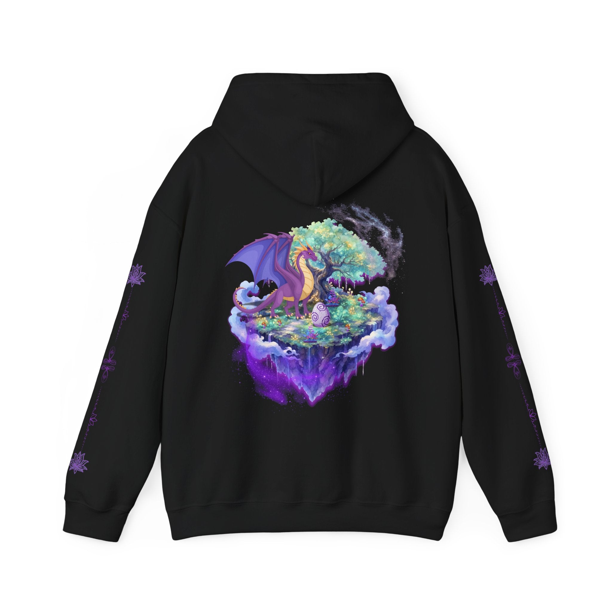Dragon Isle Hoodie — Passion Script Fantasy Hoodie with Floating Island Art