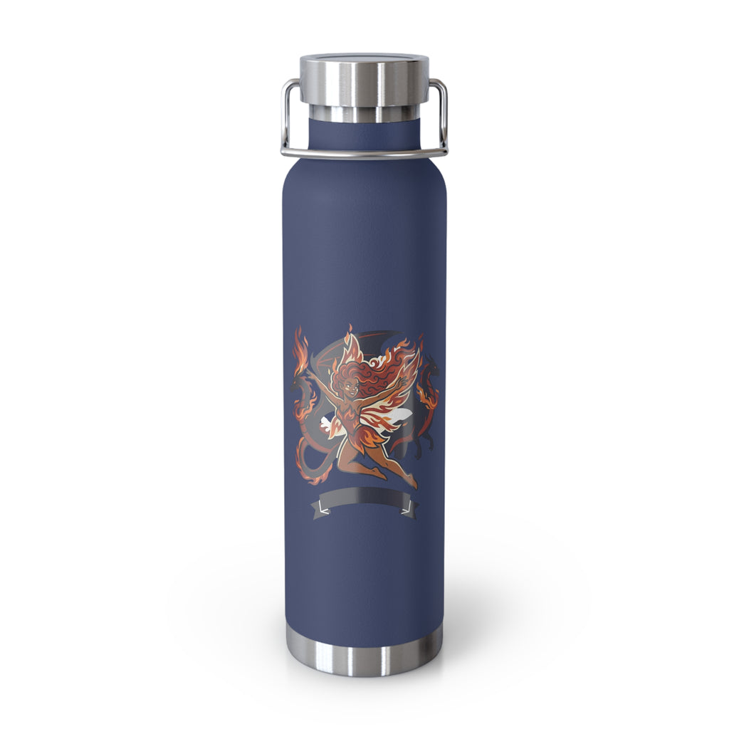 22oz Insulated Water Bottle with Fiery Griffin Crest — Vacuum Copper Lined