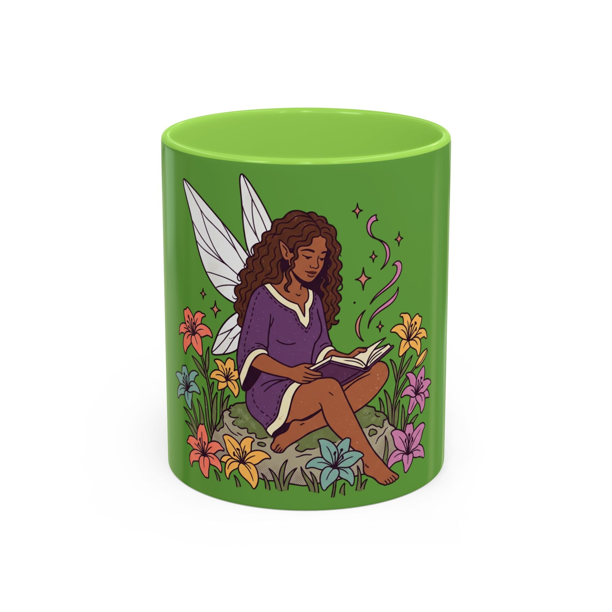 Fairy Reading Mug — Whimsical Floral Coffee Cup (11oz & 15oz)