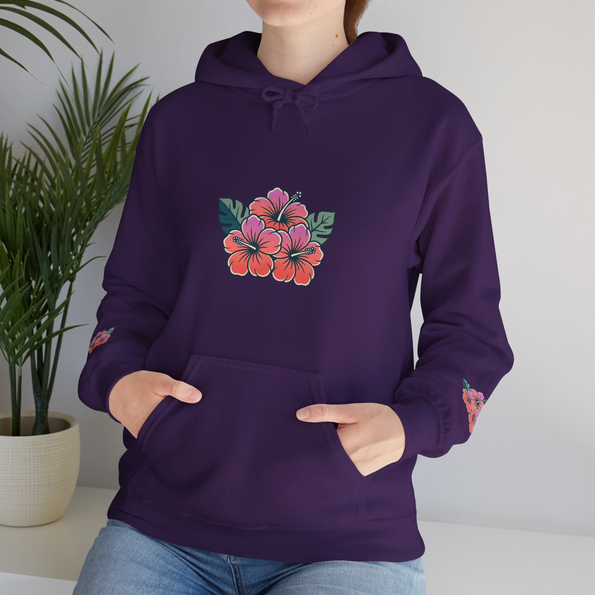 Hibiscus Floral Hoodie — Tropical Flower Graphic Sweatshirt