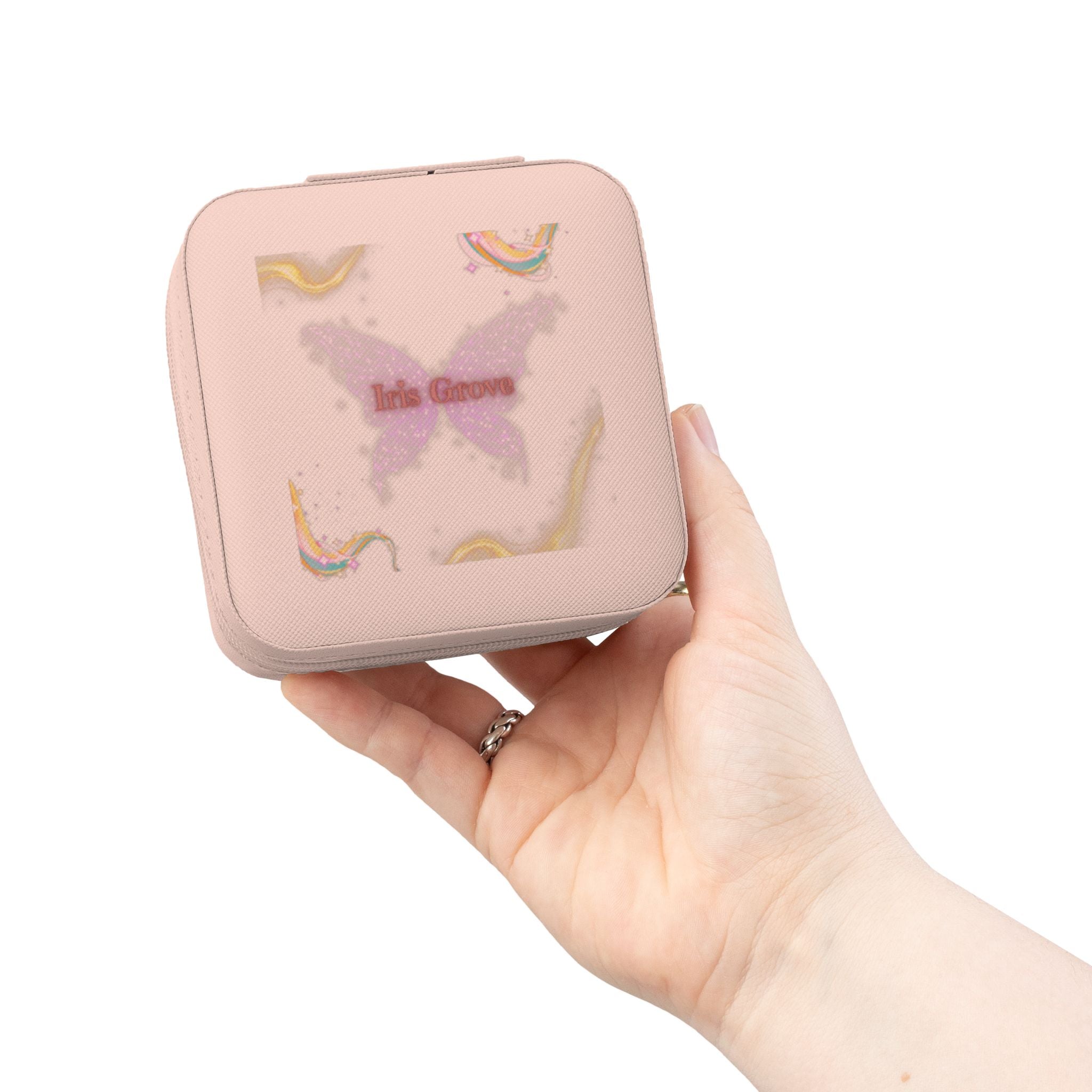 Pink Butterfly Jewelry Travel Case — Compact Travel Jewelry Organizer