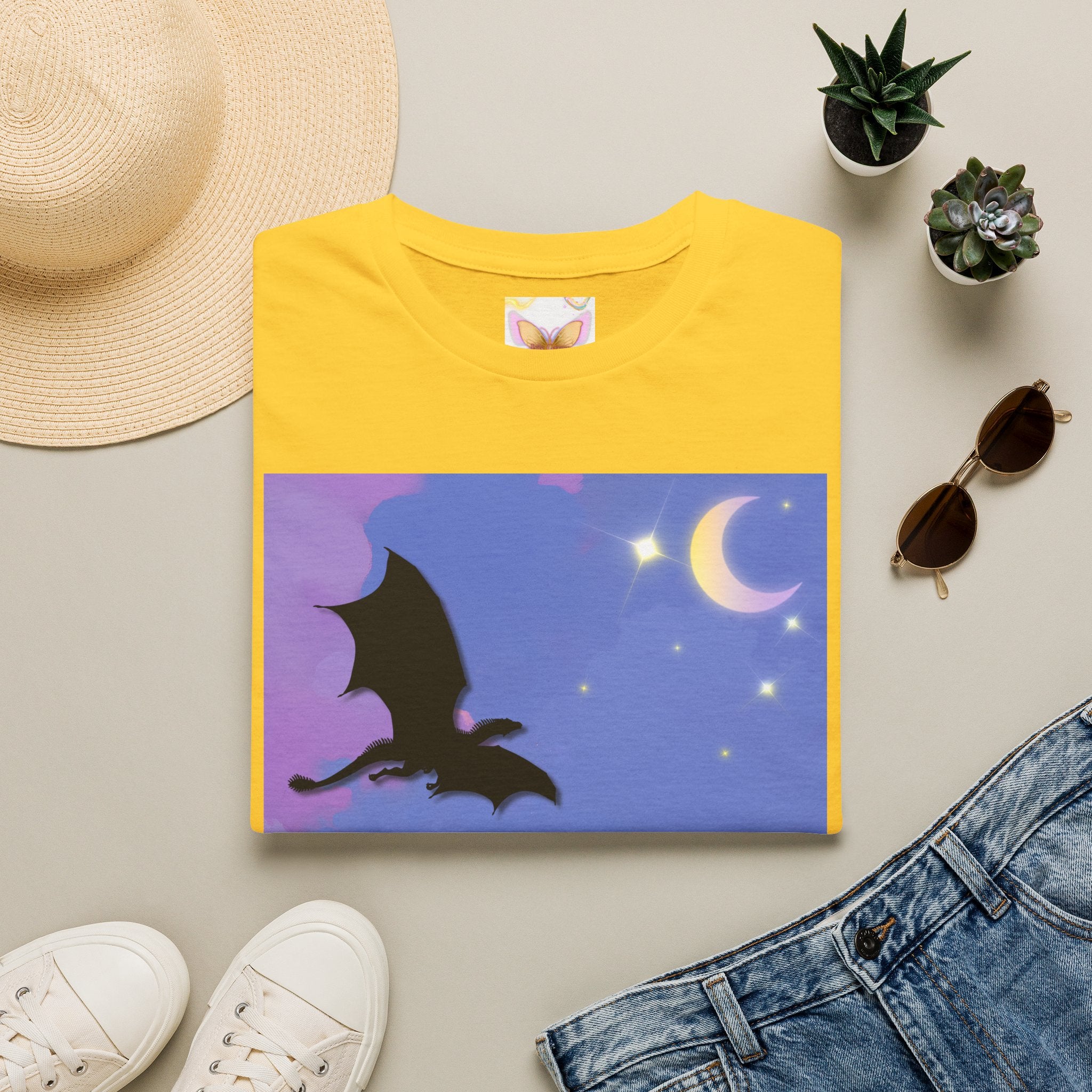 Dragon Silhouette T-Shirt — "A Dragon Without Its Wings..." Inspirational Night Sky Design