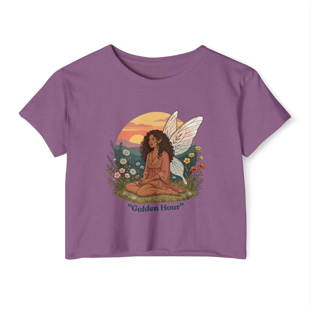 Golden Hour Fairy Crop Top — Women's Festival Graphic Tee