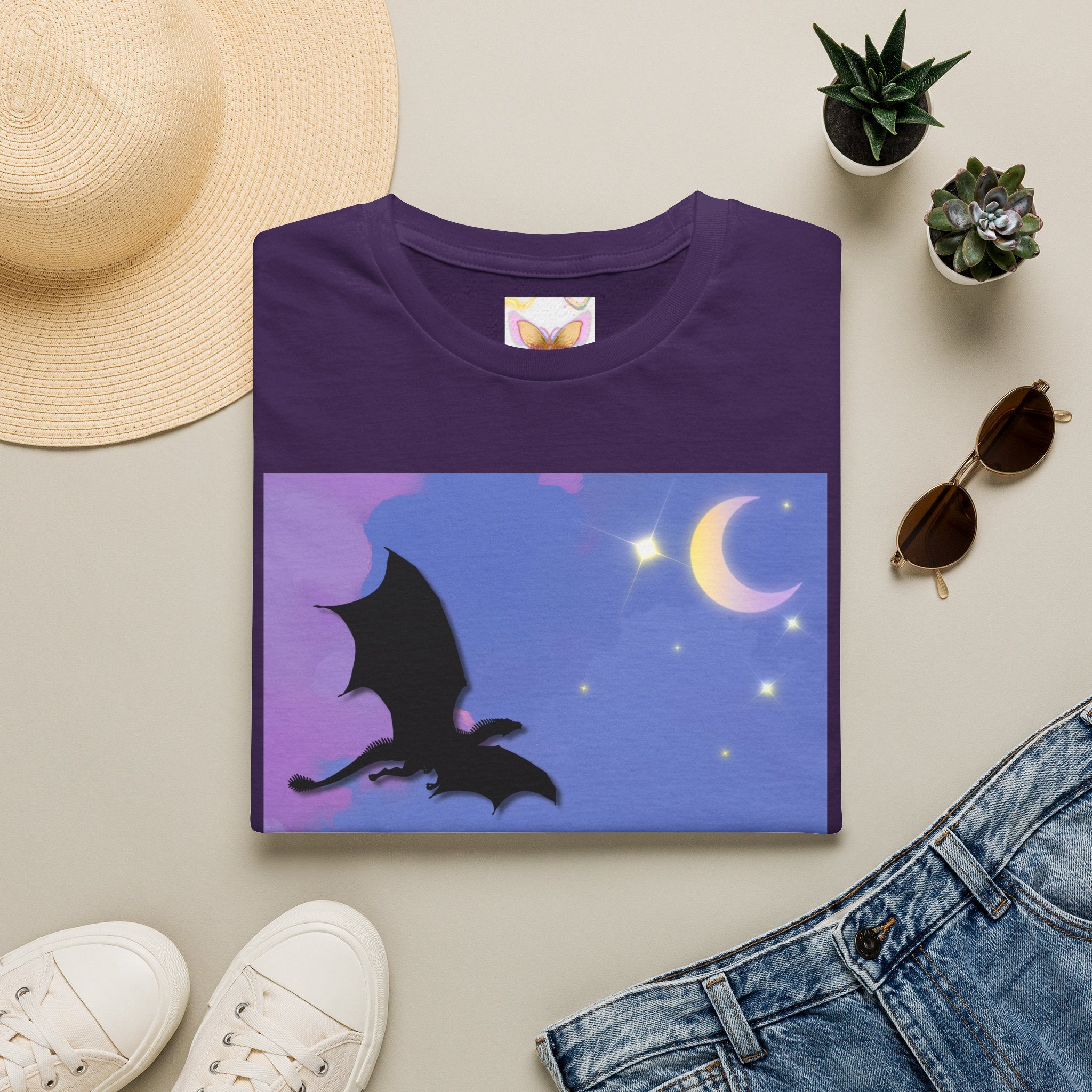 Dragon Silhouette T-Shirt — "A Dragon Without Its Wings..." Inspirational Night Sky Design