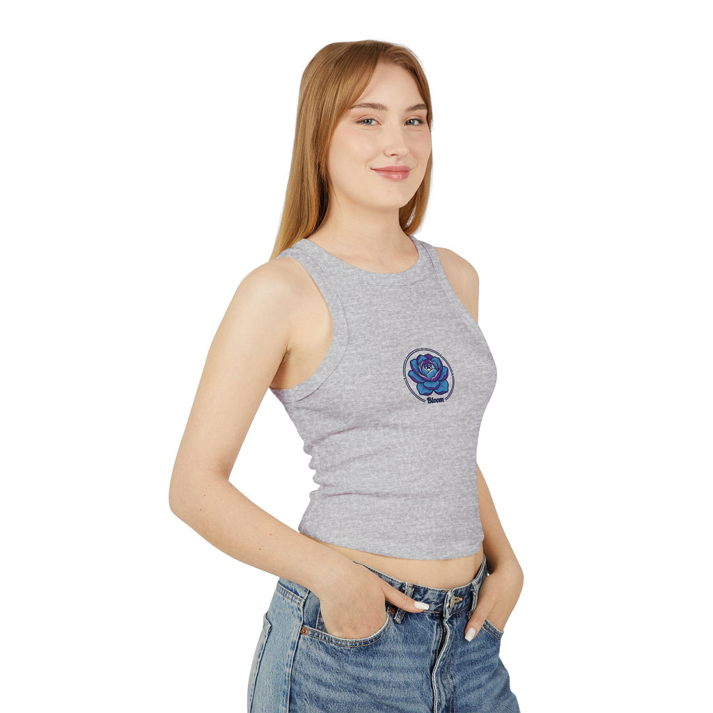 Smiley Earth Crop Tank Top — Tiny Blue Planet Graphic