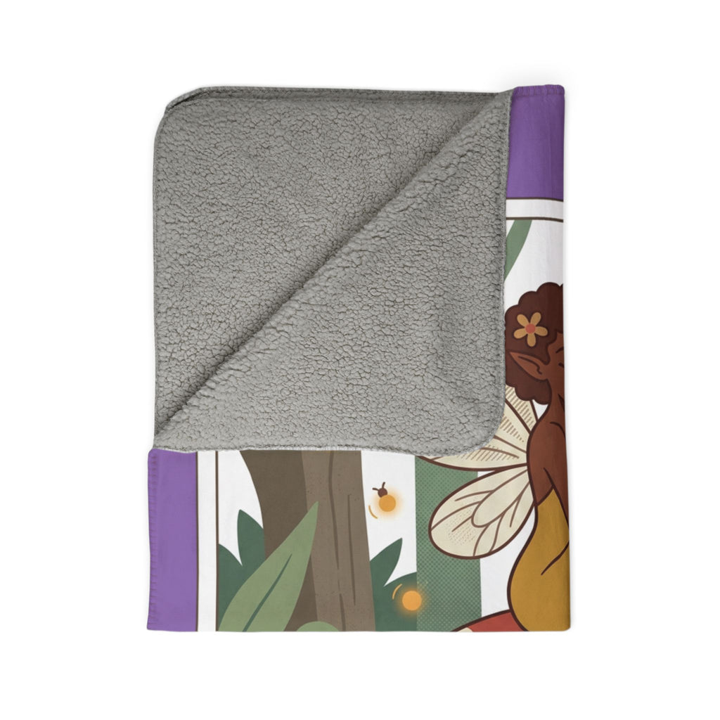 Fairy Mushroom Fleece Sherpa Blanket