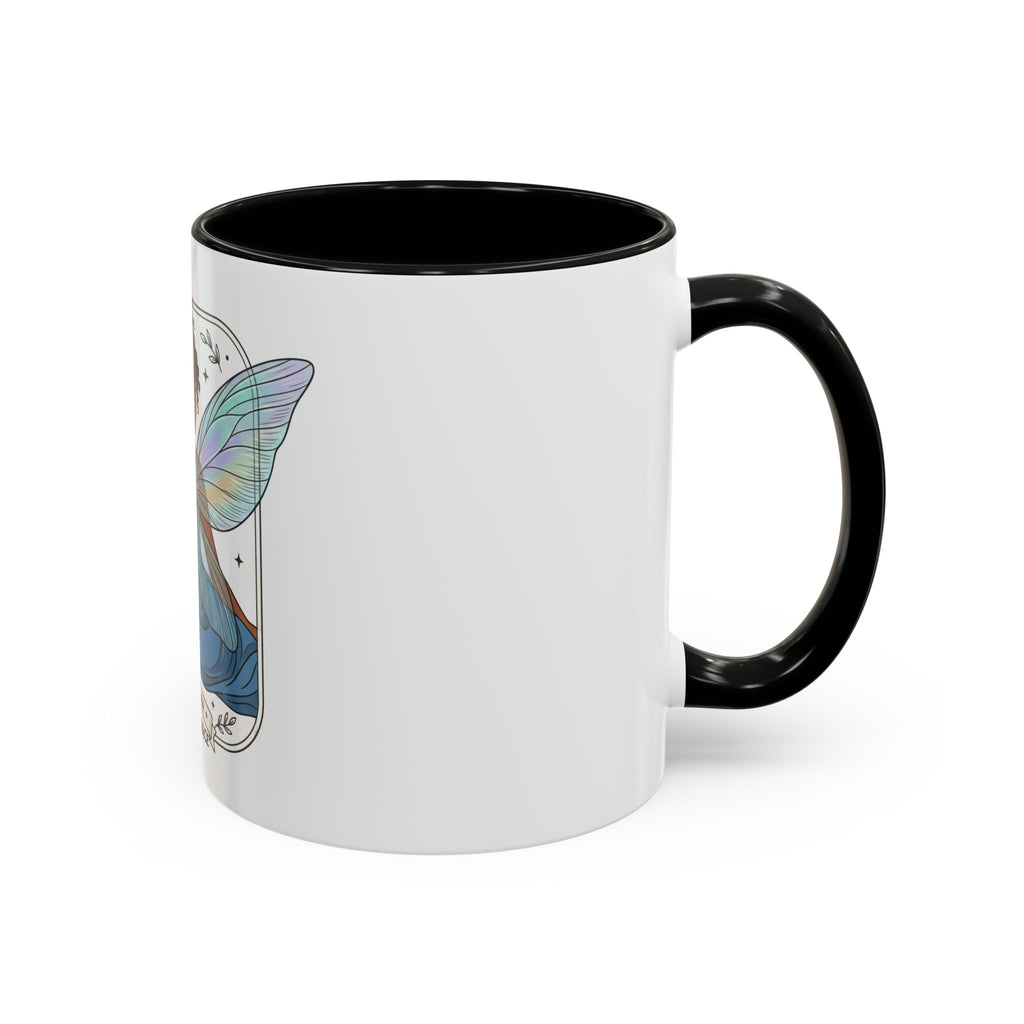 Fairy Embrace Accent Coffee Mug — Aurora Flora Black-Handled 11/15oz