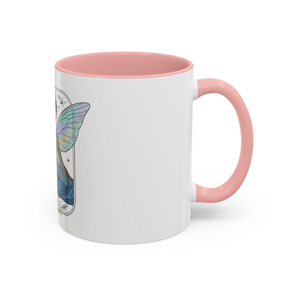 Fairy Embrace Accent Coffee Mug — Aurora Flora Black-Handled 11/15oz