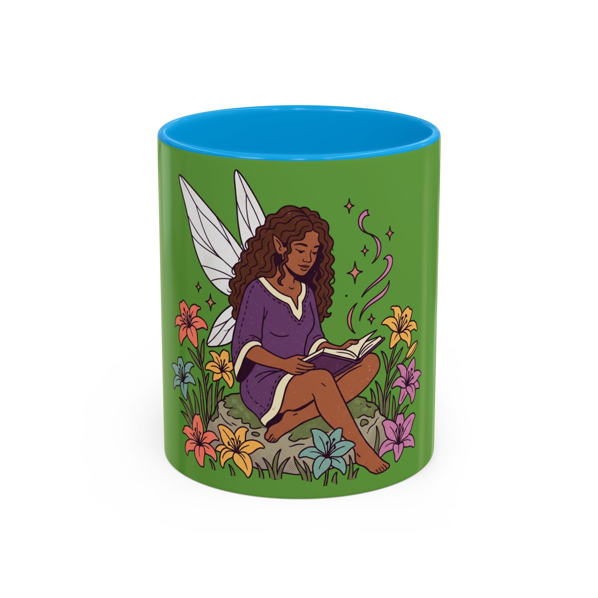 Fairy Reading Mug — Whimsical Floral Coffee Cup (11oz & 15oz)