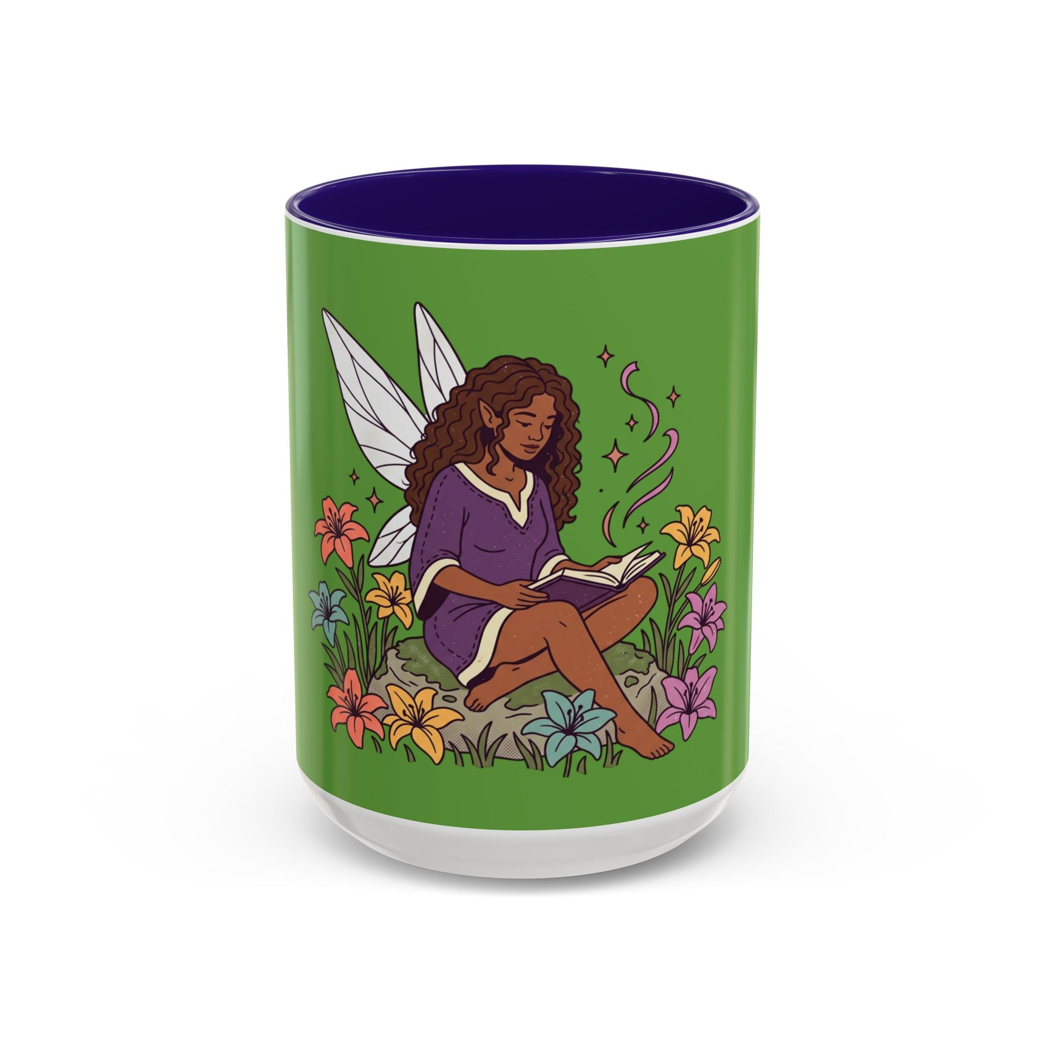 Fairy Reading Mug — Whimsical Floral Coffee Cup (11oz & 15oz)