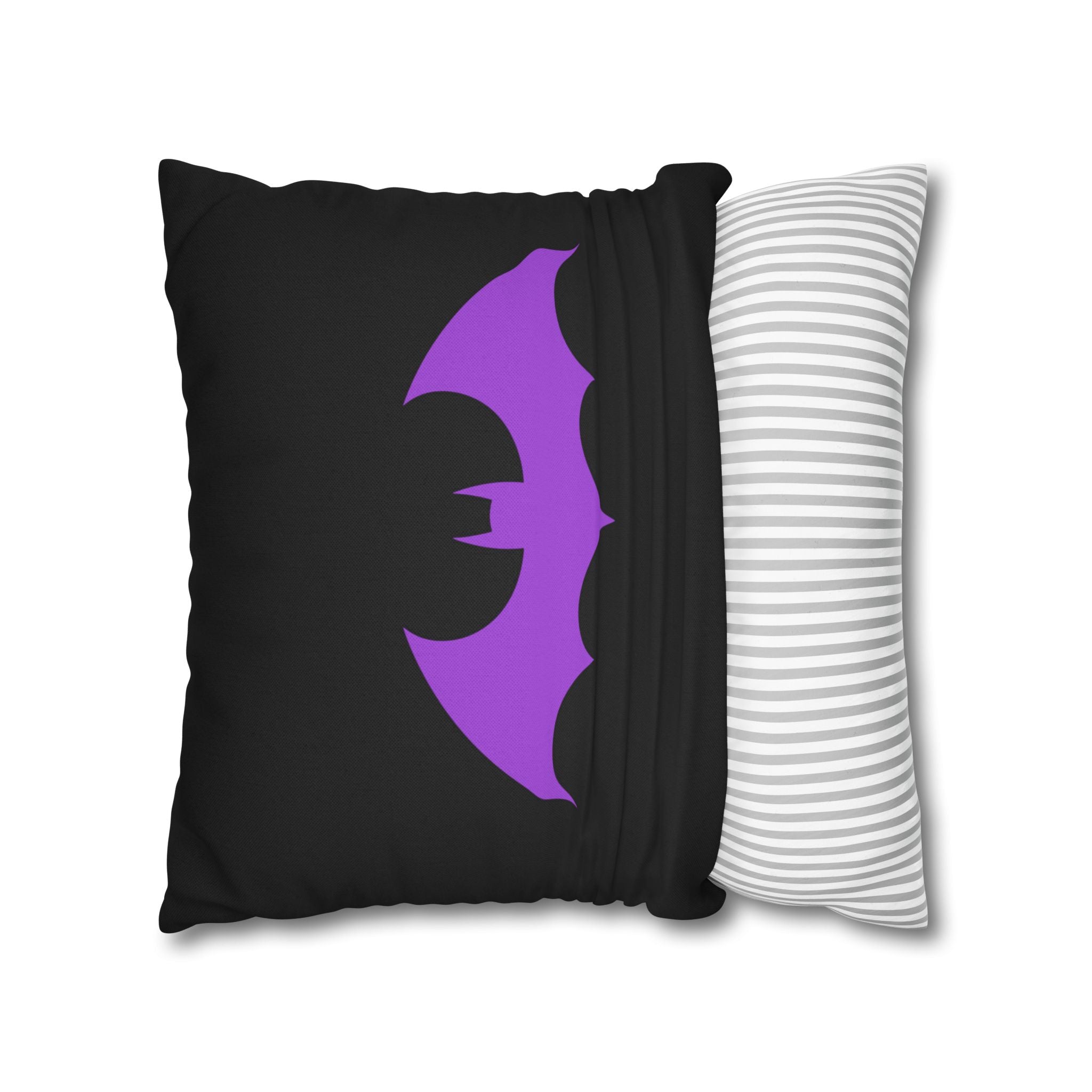 Purple Bat Silhouette Pillowcase — Gothic Decorative Throw Pillow Cover