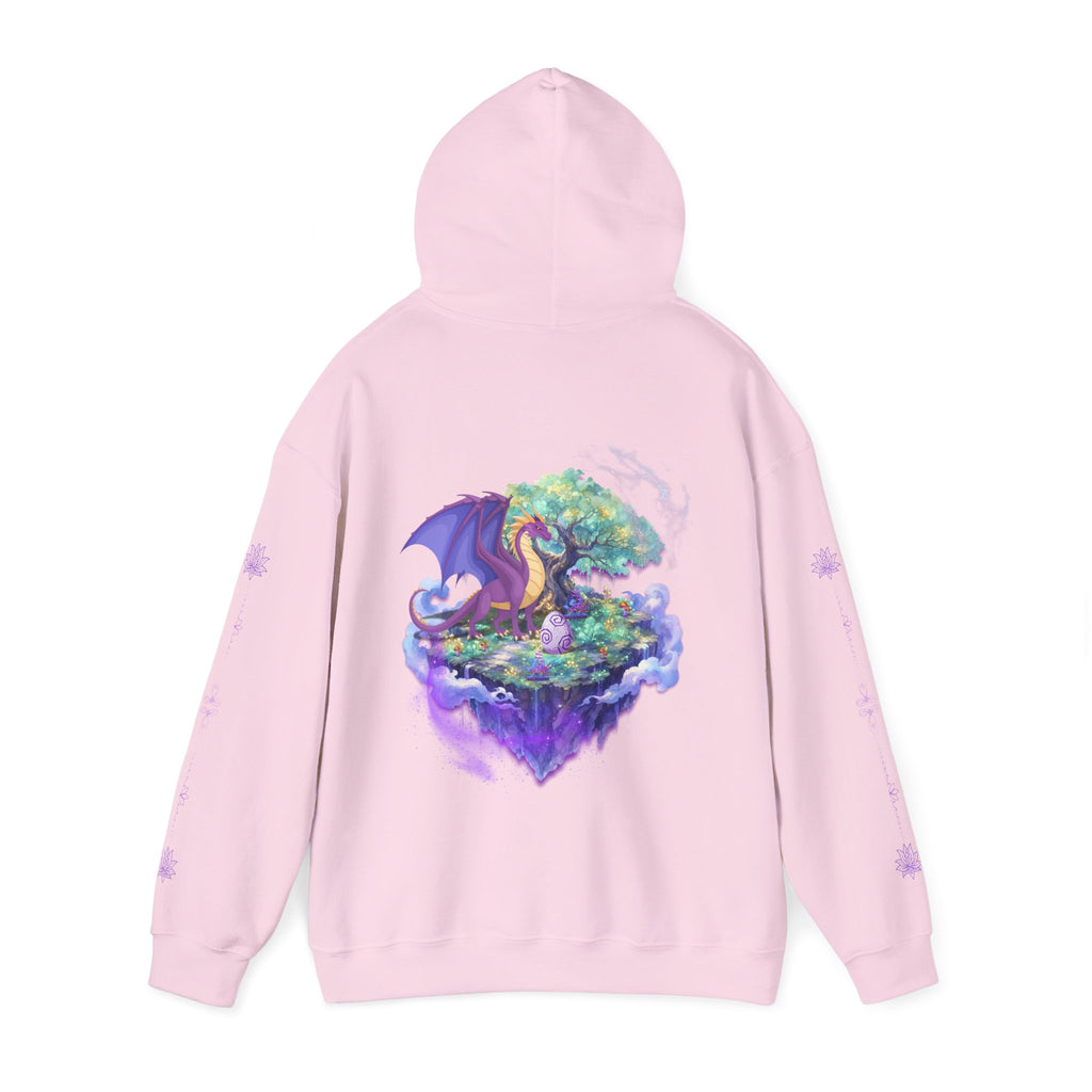 Dragon Isle Hoodie — Passion Script Fantasy Hoodie with Floating Island Art
