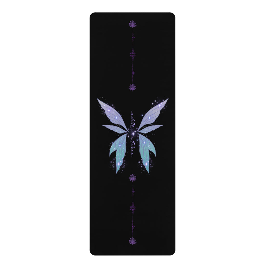 Butterfly Chakra Rubber Yoga Mat — Midnight Purple & Teal Alignment Mat