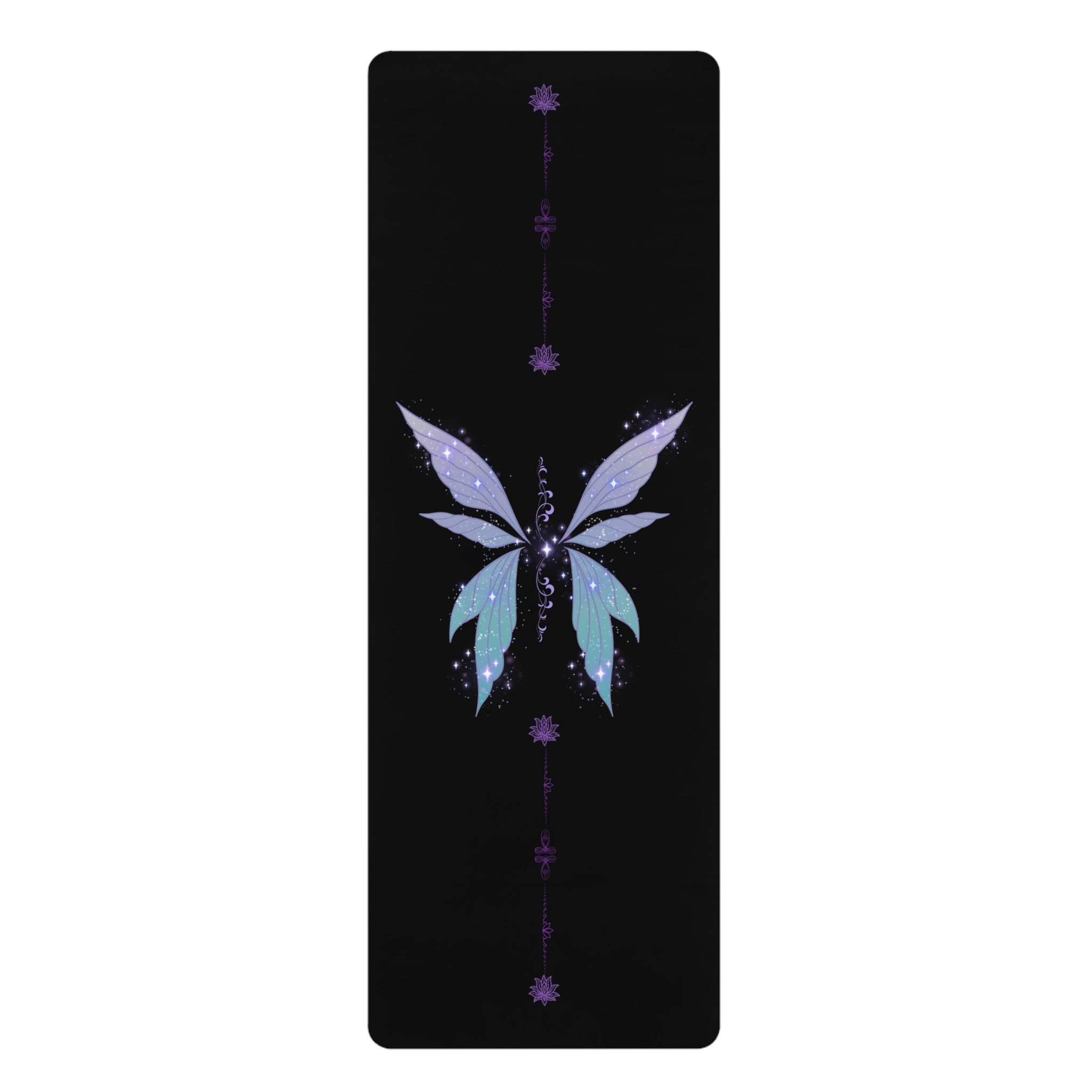Butterfly Chakra Rubber Yoga Mat — Midnight Purple & Teal Alignment Mat