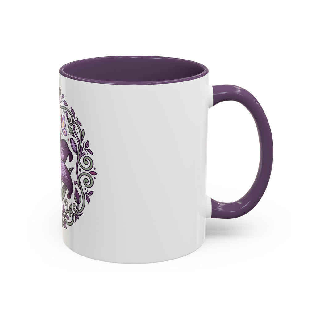 Purple Lily Accent Coffee Mug — Floral Boho Tea & Coffee Cup (11/15oz)