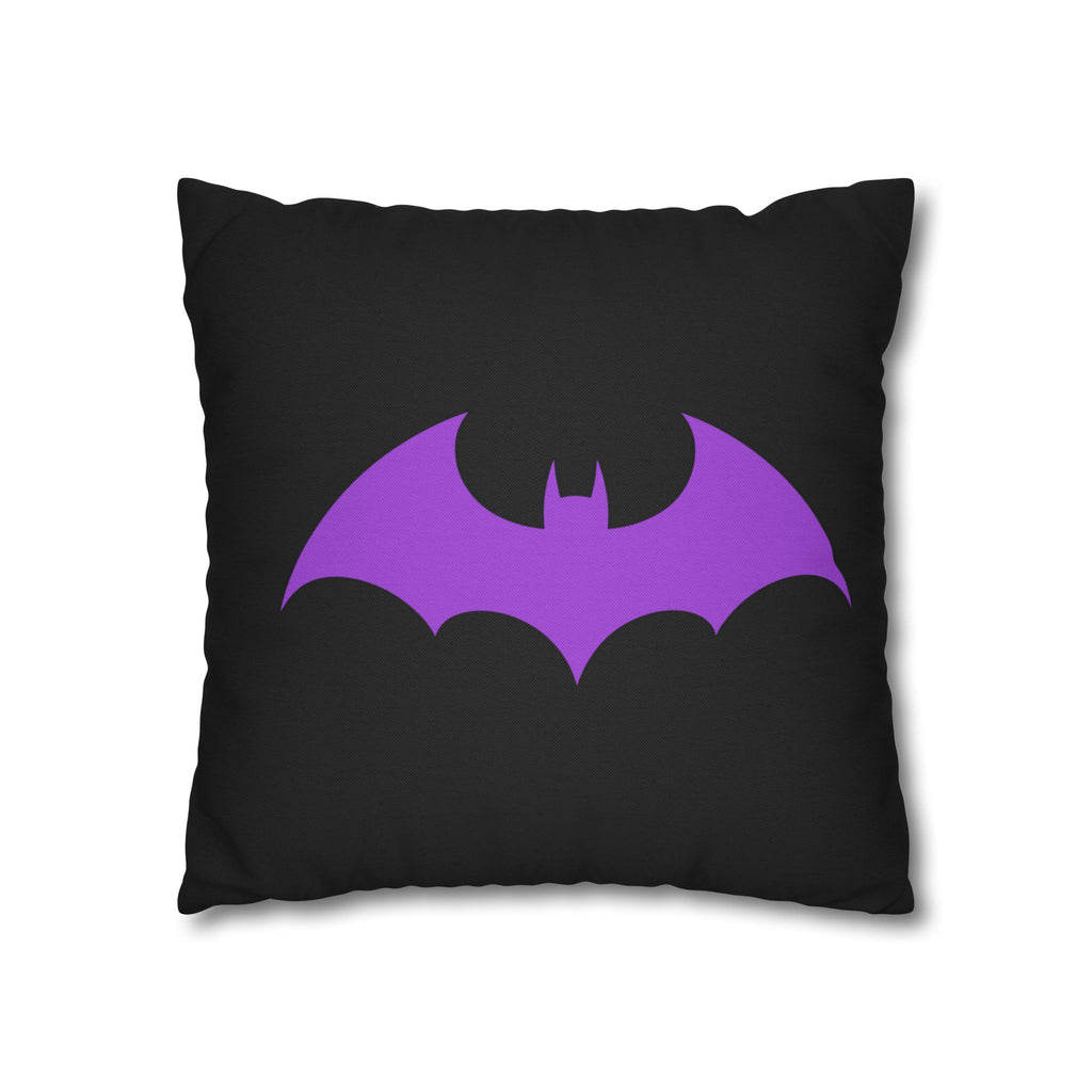 Purple Bat Silhouette Pillowcase — Gothic Decorative Throw Pillow Cover