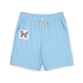 Butterfly Patch Fleece Sweat Shorts – Lightweight Garment-Dyed Lounge Shorts