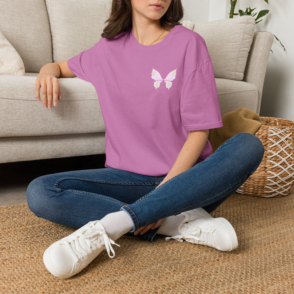Pastel Butterfly Tee — Soft Pink Minimalist Butterfly T‑Shirt