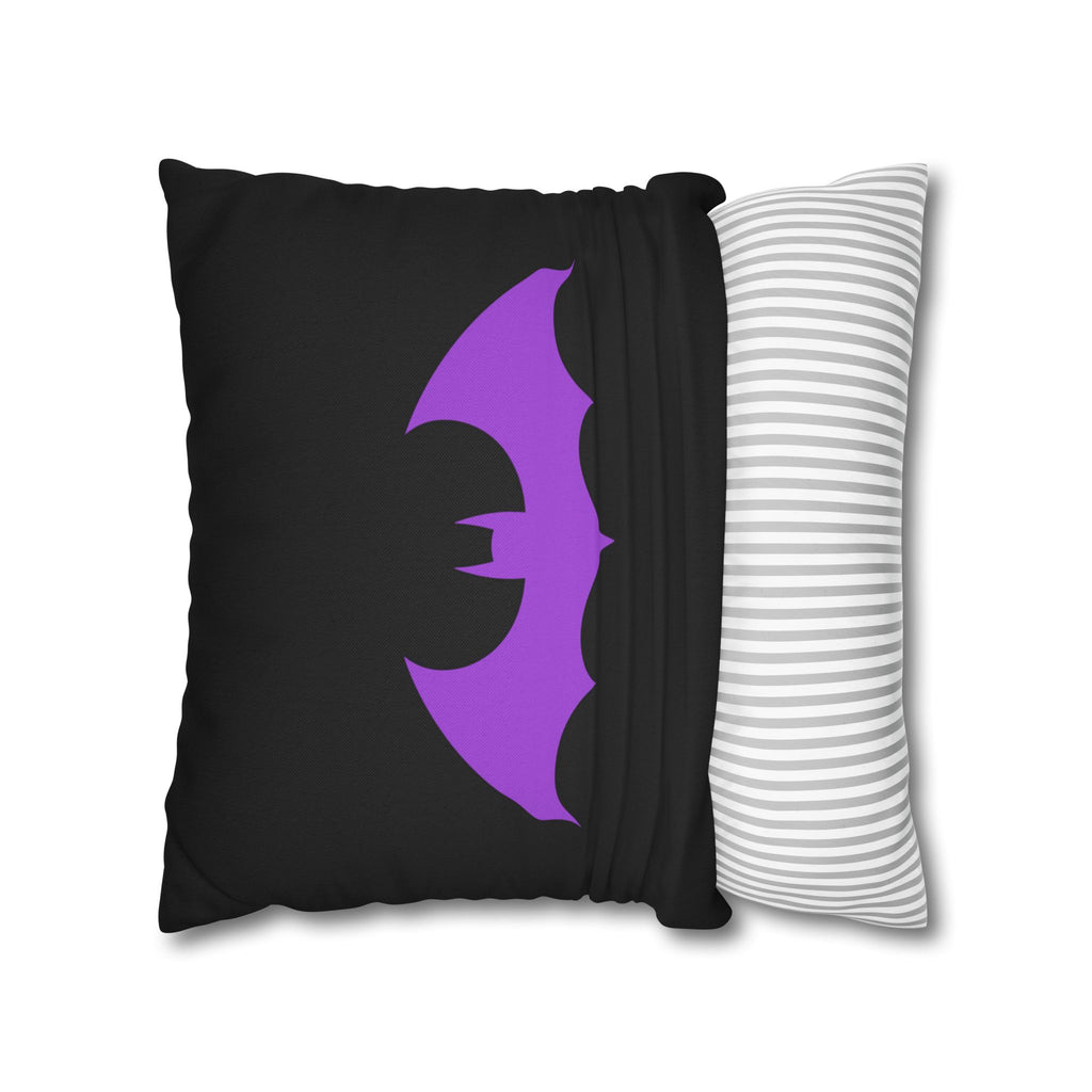 Purple Bat Silhouette Pillowcase — Gothic Decorative Throw Pillow Cover