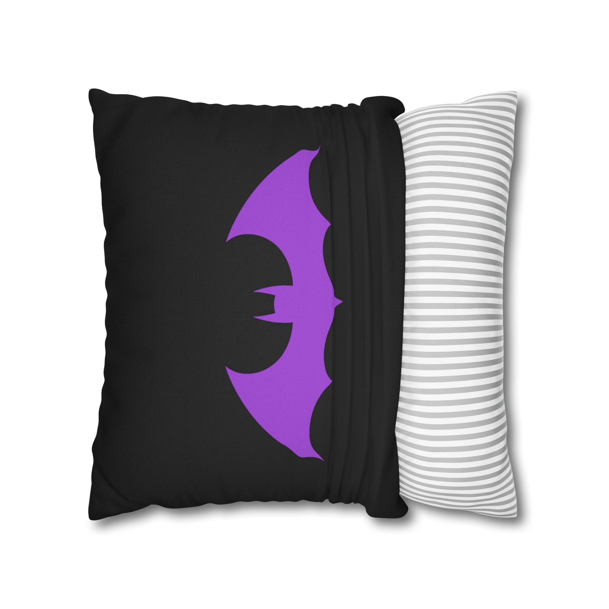 Purple Bat Silhouette Pillowcase — Gothic Decorative Throw Pillow Cover