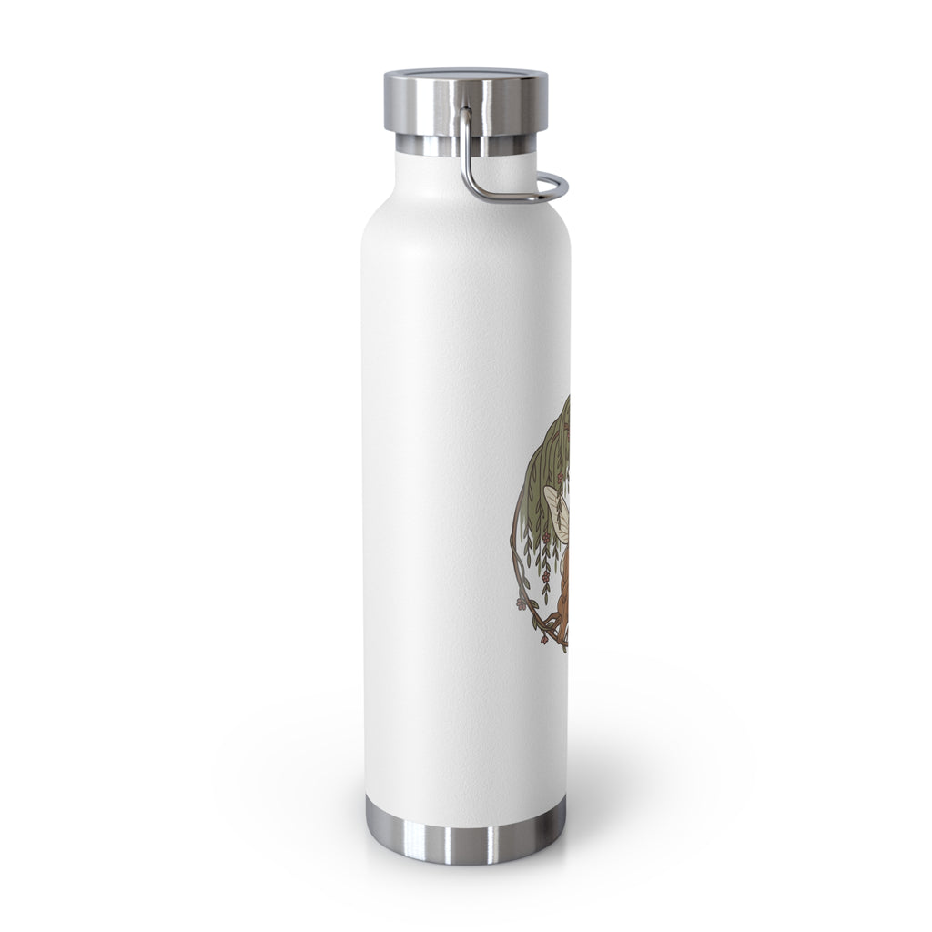 22oz Copper Vacuum Bottle — Woodland Fairy Illustration, Insulated Water Bottle