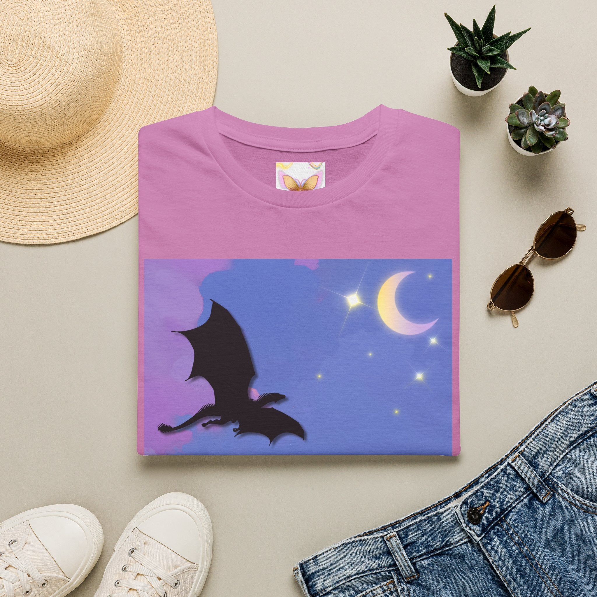 Dragon Silhouette T-Shirt — "A Dragon Without Its Wings..." Inspirational Night Sky Design