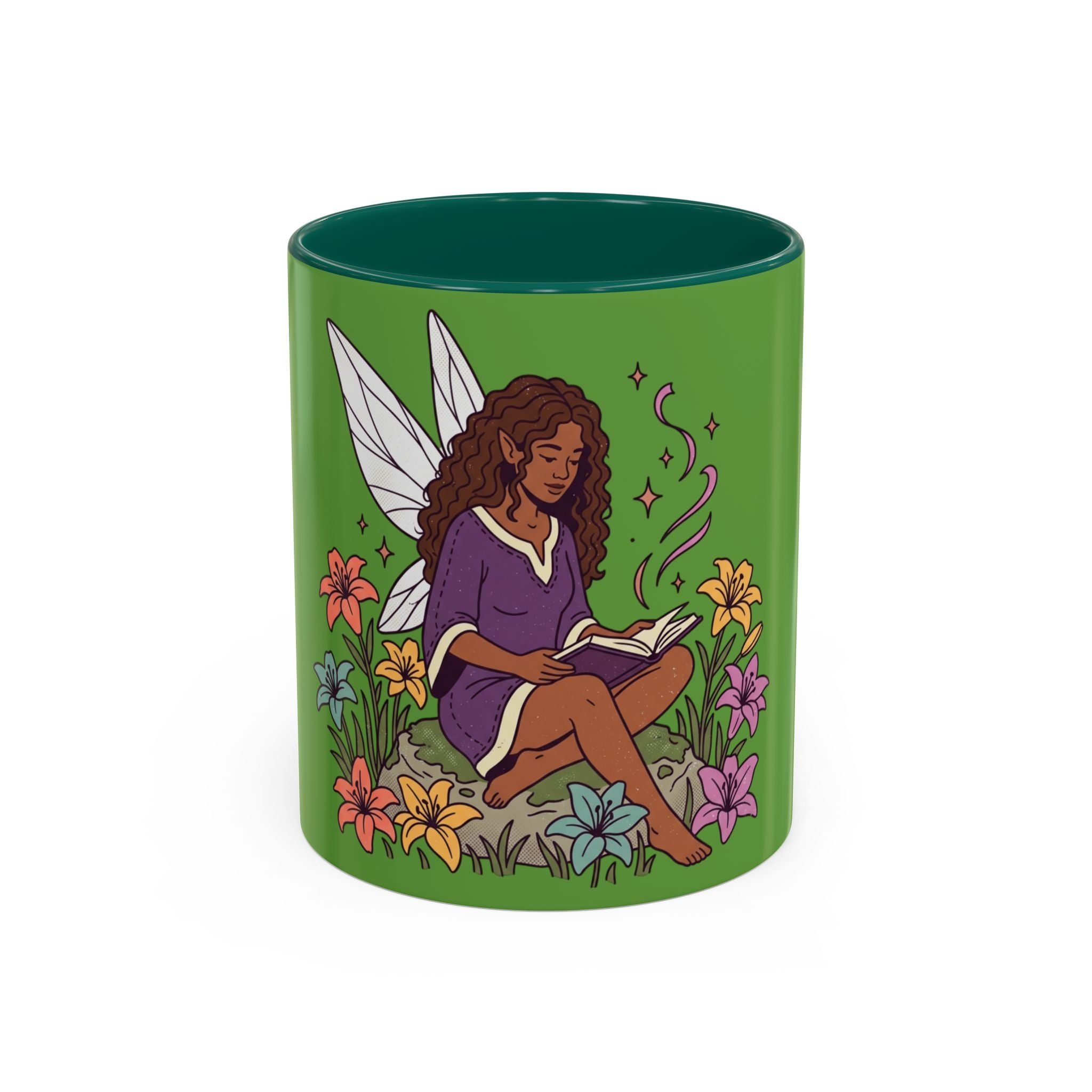 Fairy Reading Mug — Whimsical Floral Coffee Cup (11oz & 15oz)