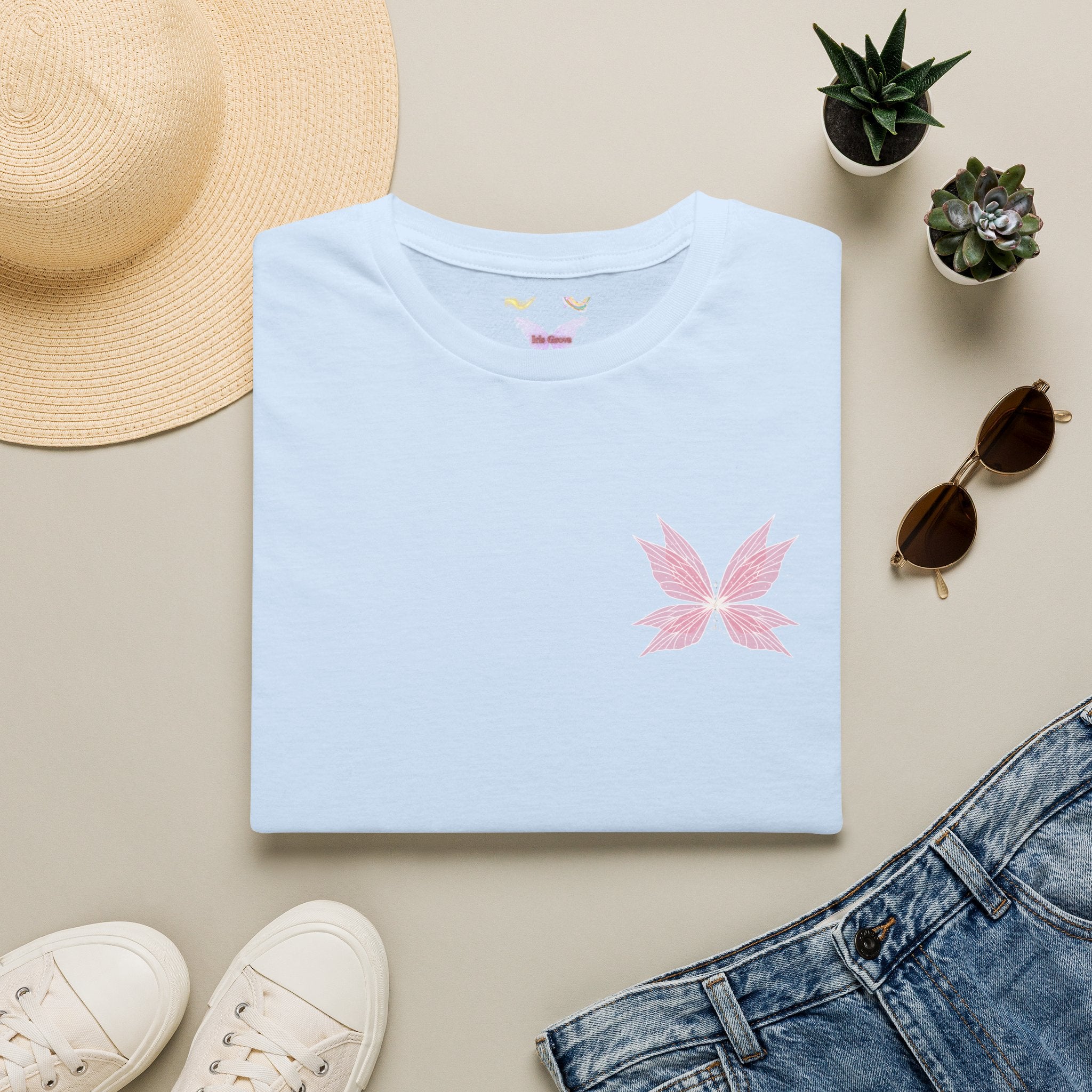 Pink Sakura Leaf Tee — Minimal Floral T-Shirt