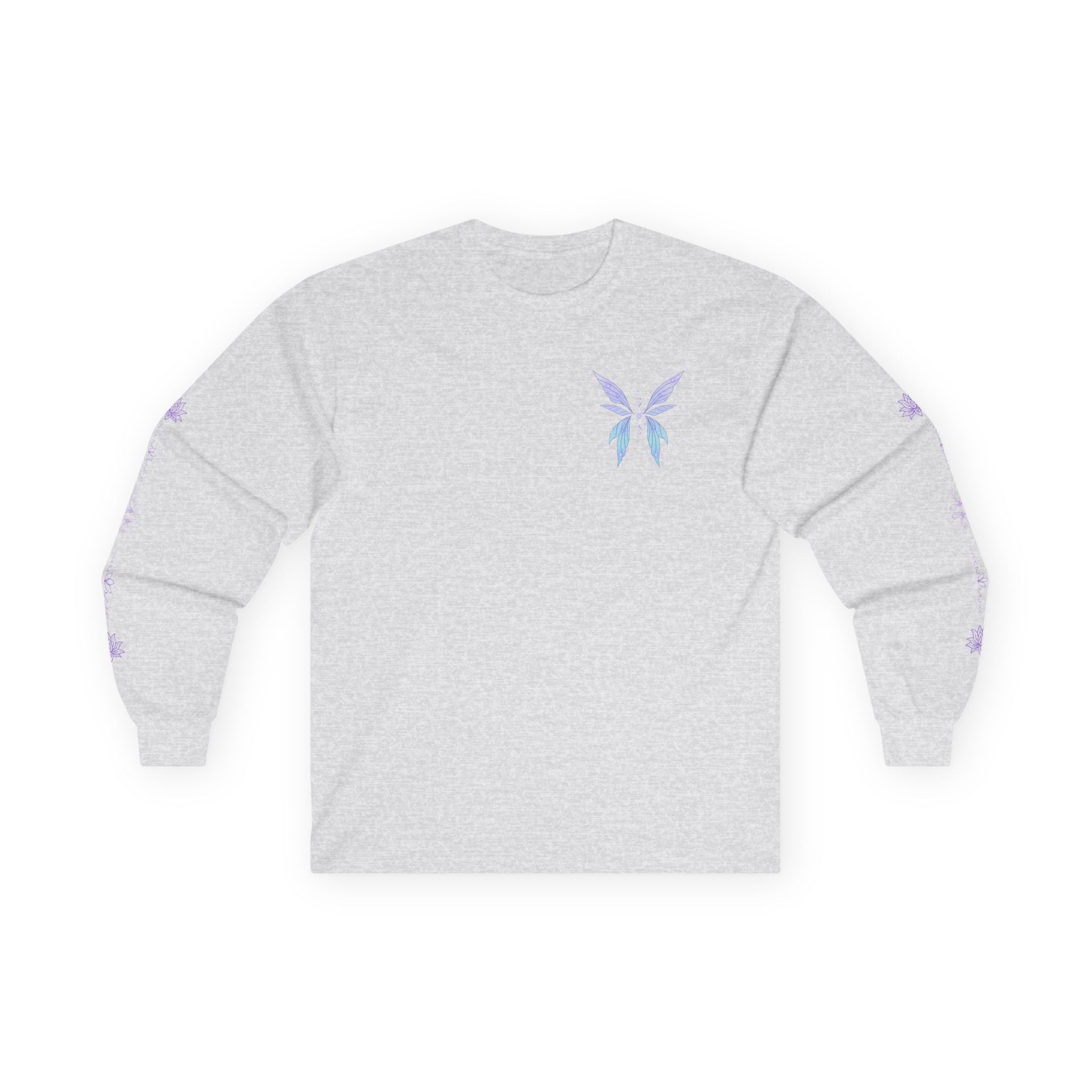 Butterfly Wings Long Sleeve Tee — Pastel Blue & Lavender Chest and Back Print