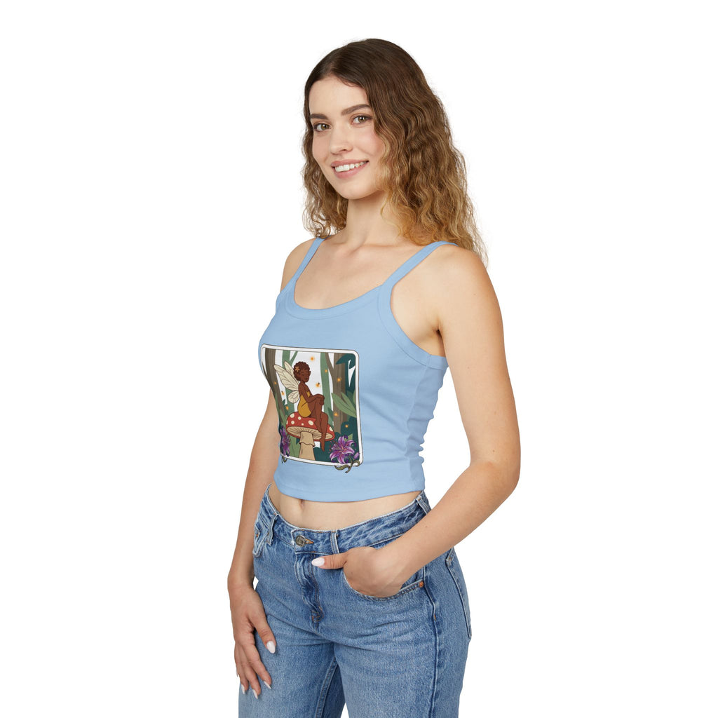Fairy Mushroom Tank Top - Whimsical Forest Fairy Graphic Crop
