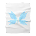 Blue Fairy Wings Sherpa Blanket — Cozy Fleece Throw with Heart Accent