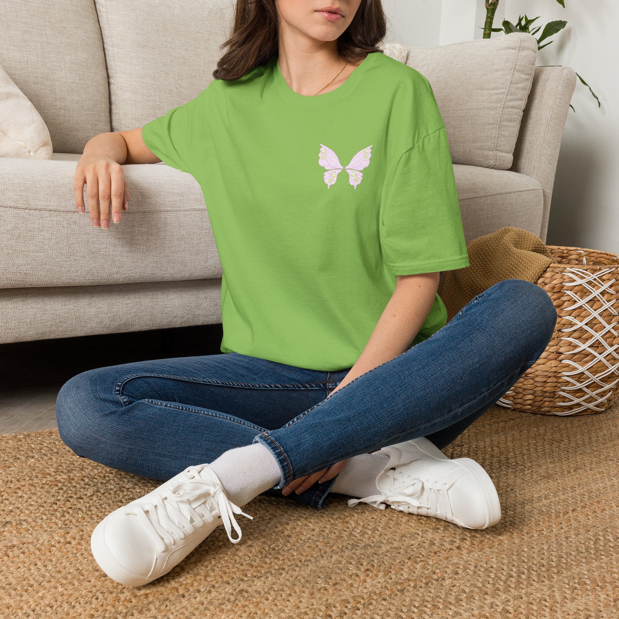 Pastel Butterfly Tee — Soft Pink Minimalist Butterfly T‑Shirt