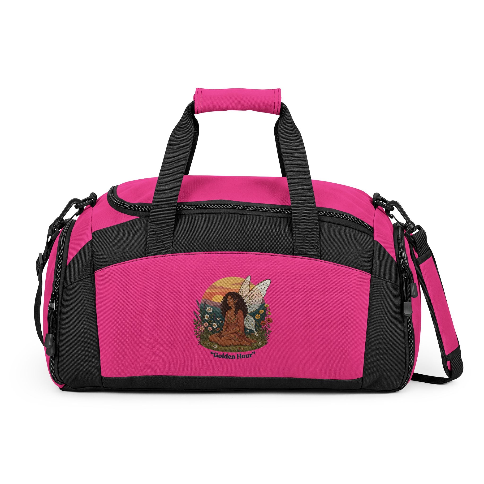 Gym Bag — Boho Sunset Goddess Duffle with Butterfly & Floral Artwork