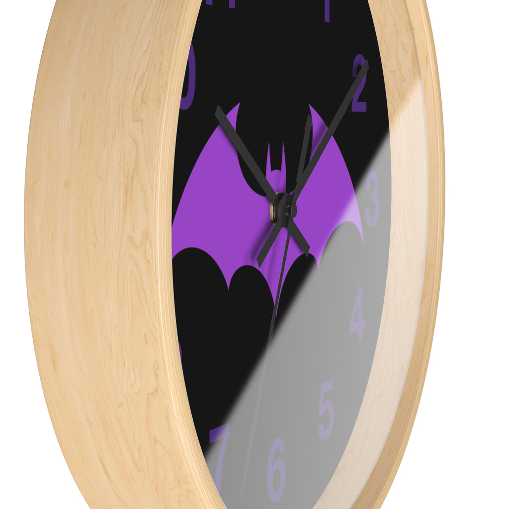 Purple Bat Wall Clock – Gothic Vampire Night Décor