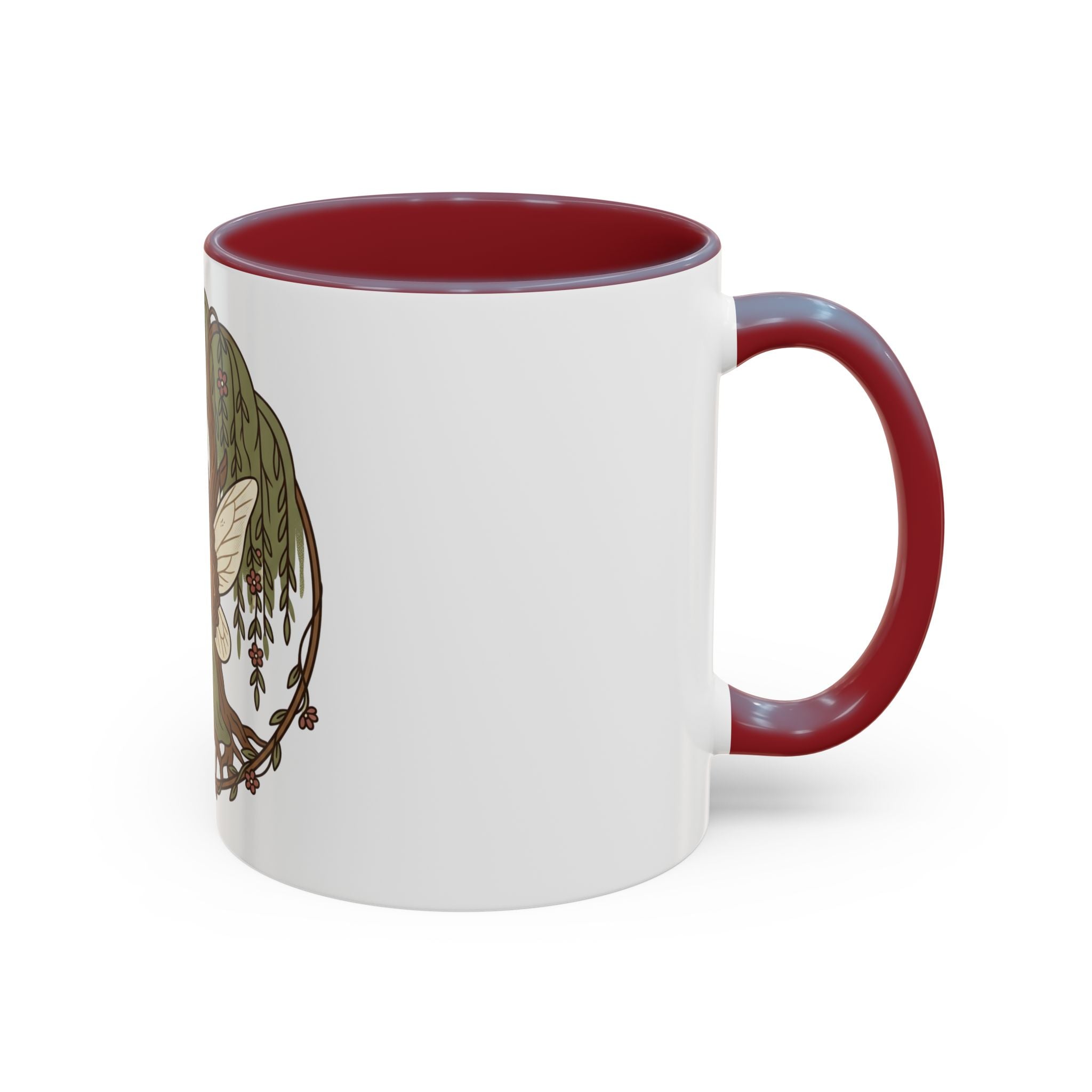 Fairy Willow Coffee Mug — Rustic Brown-Skinned Fairy Illustration (11/15oz)