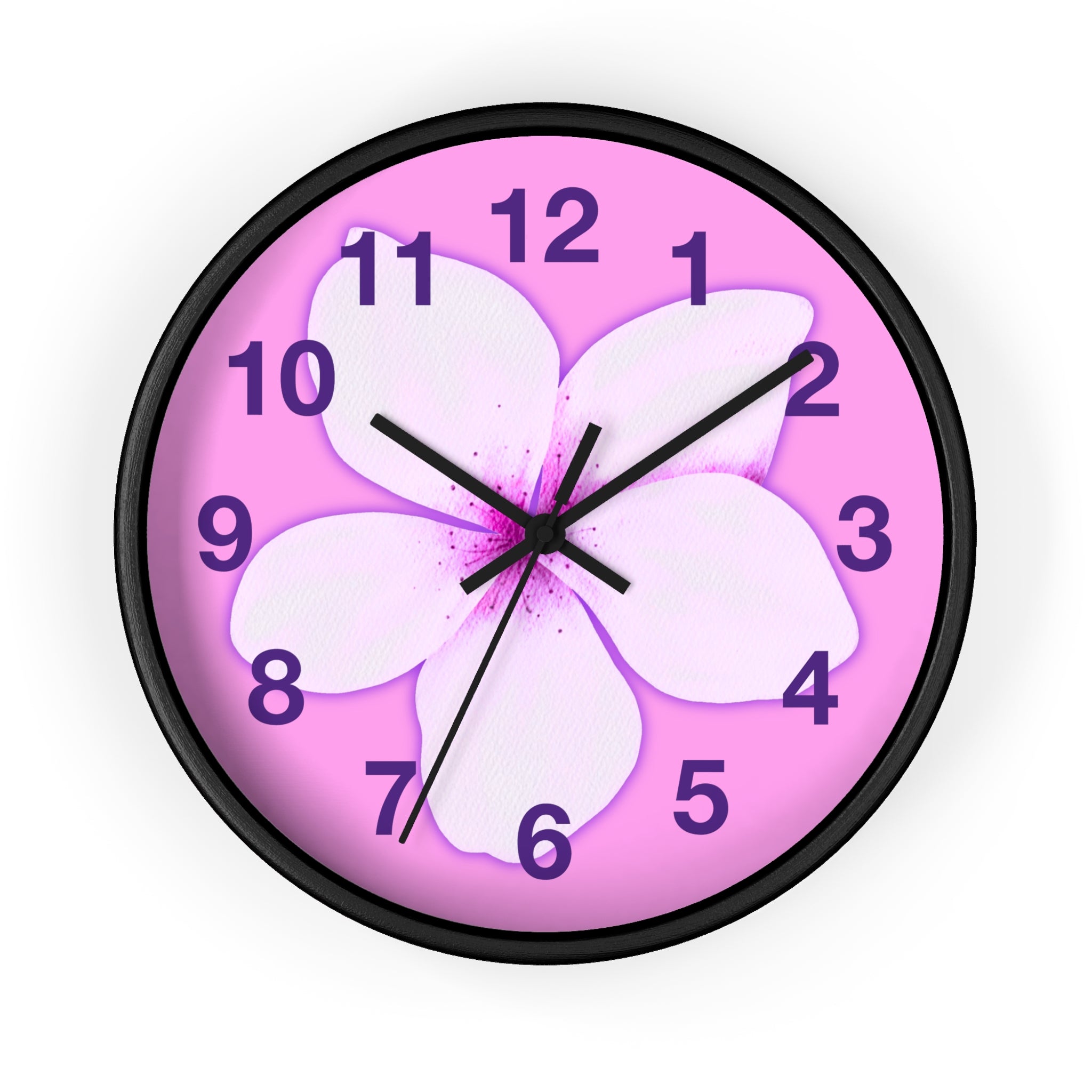 Pink Plumeria Wall Clock — Tropical Floral Decorative Clock
