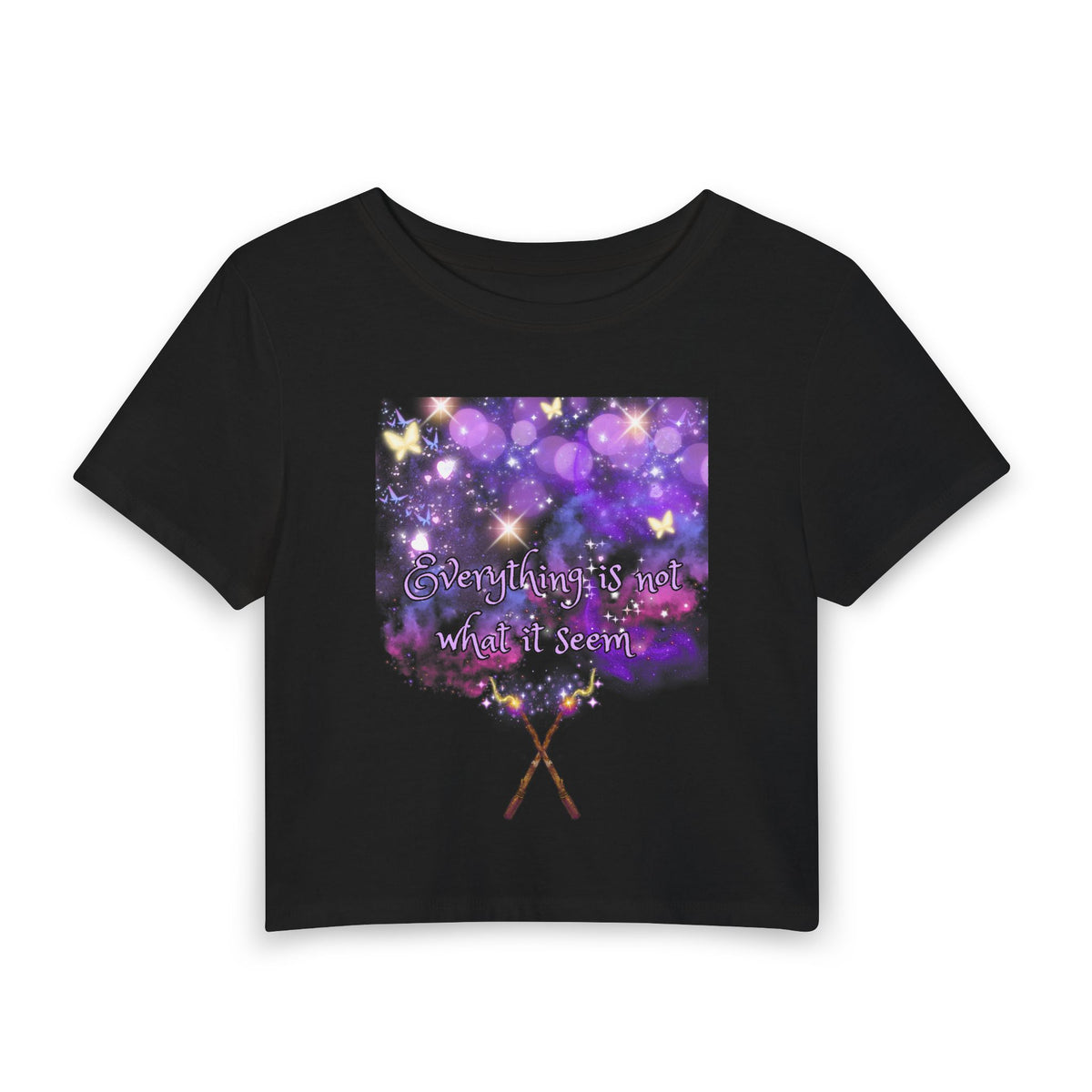 Mystical Pastel Dream Crop Tee — "Everything is not where it seems"