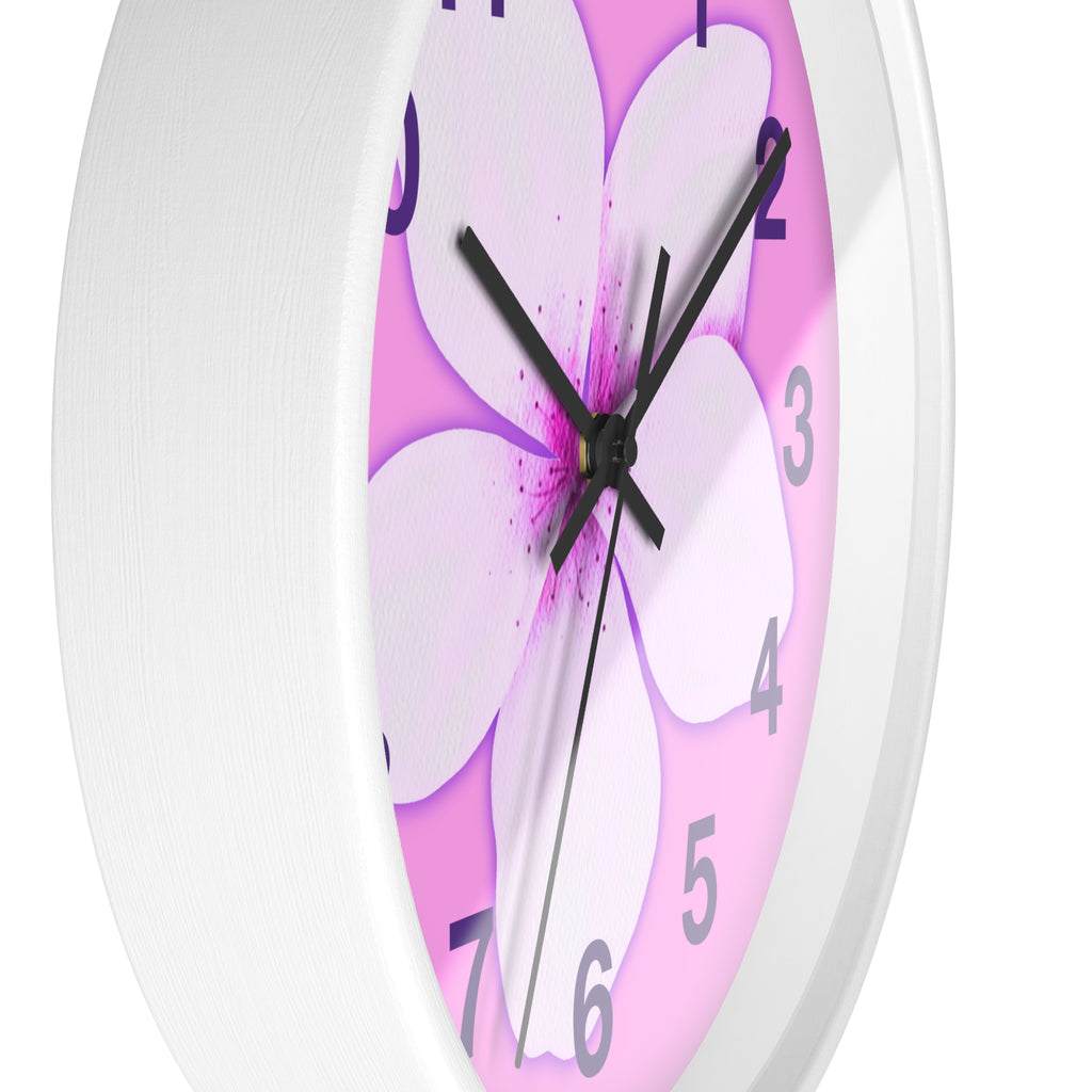 Pink Plumeria Wall Clock — Tropical Floral Decorative Clock