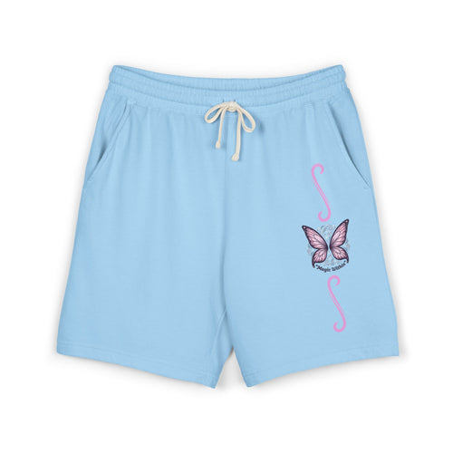 Butterfly Accent Sweat Shorts — Lightweight Garment-Dyed Fleece