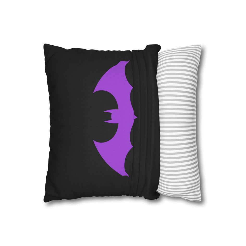 Purple Bat Silhouette Pillowcase — Gothic Decorative Throw Pillow Cover