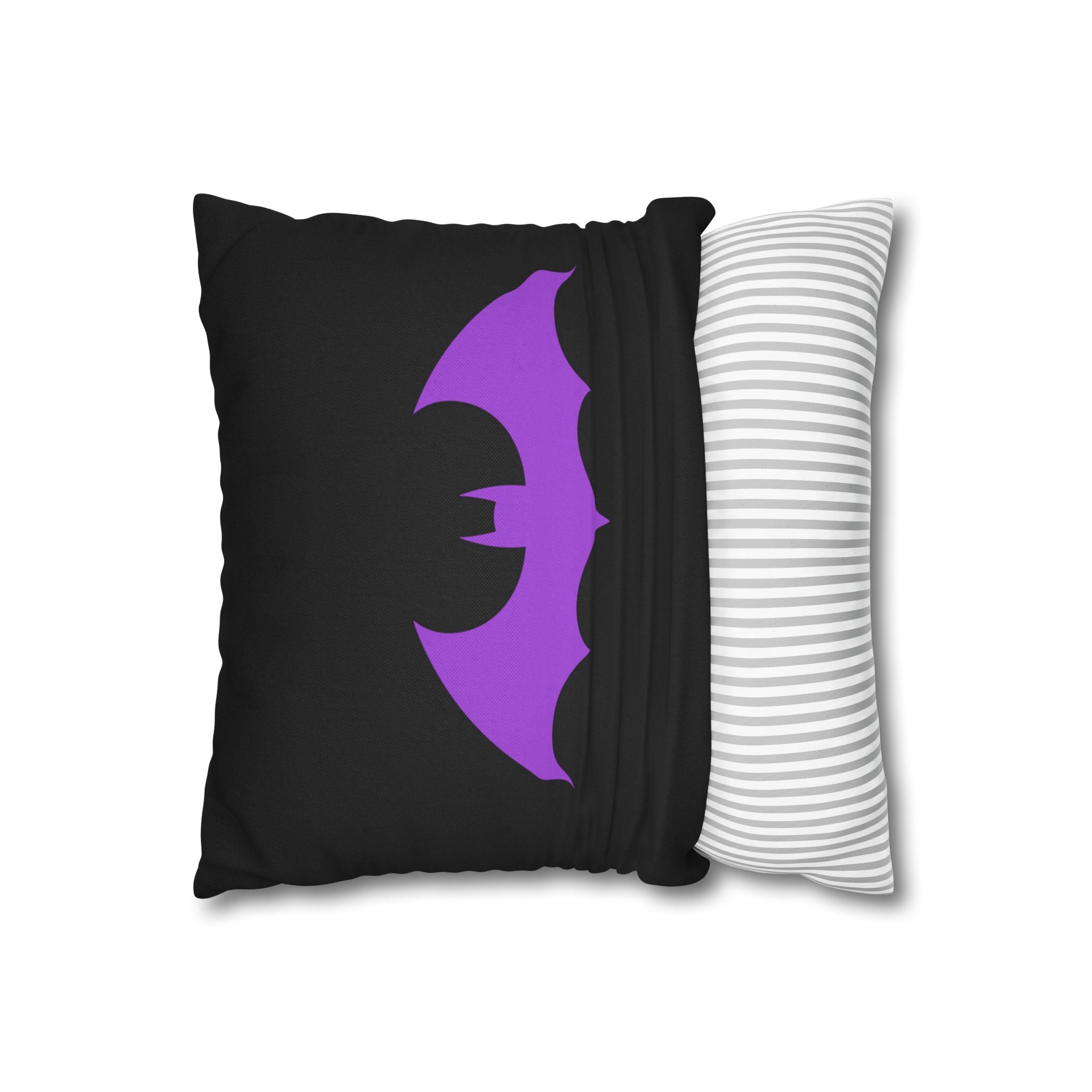 Purple Bat Silhouette Pillowcase — Gothic Decorative Throw Pillow Cover