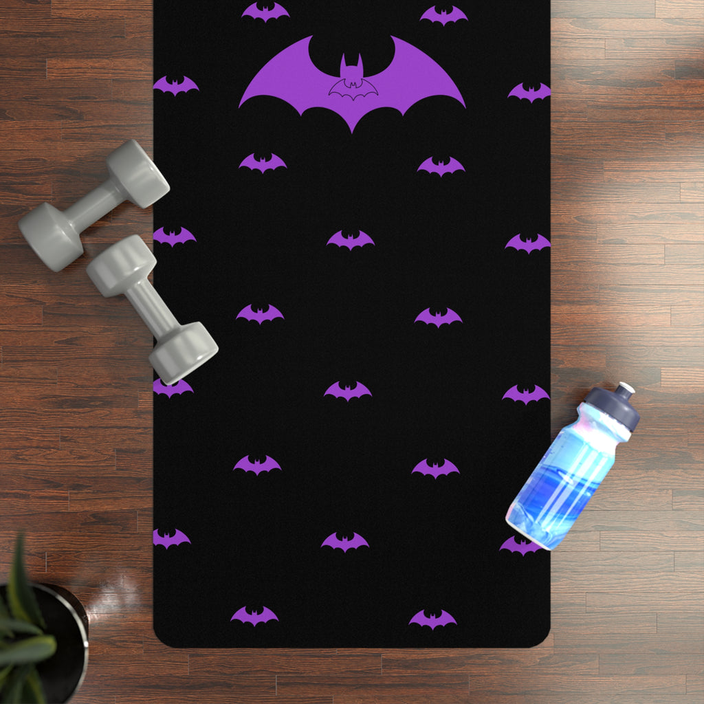 Purple Bat Pattern Rubber Yoga Mat — Non-Slip Gothic Fitness Mat
