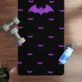 Purple Bat Pattern Rubber Yoga Mat — Non-Slip Gothic Fitness Mat