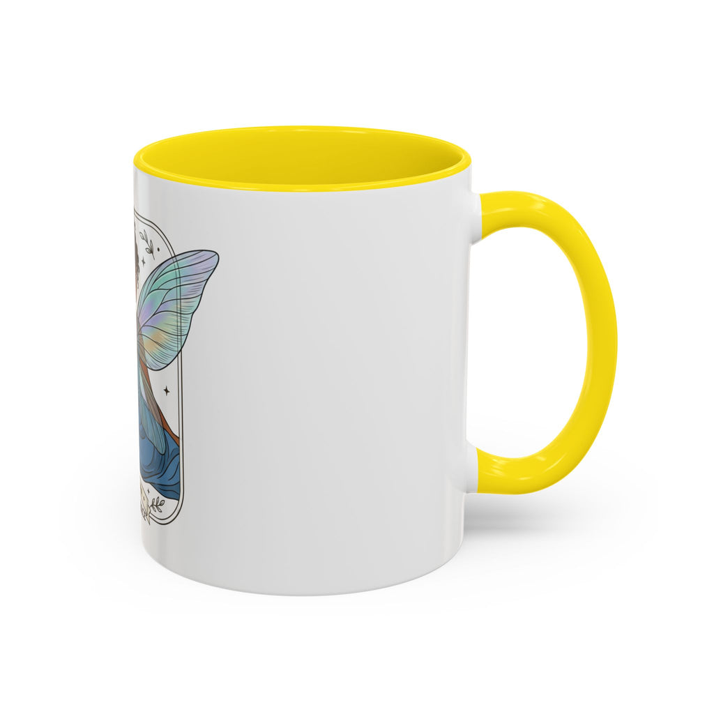 Fairy Embrace Accent Coffee Mug — Aurora Flora Black-Handled 11/15oz