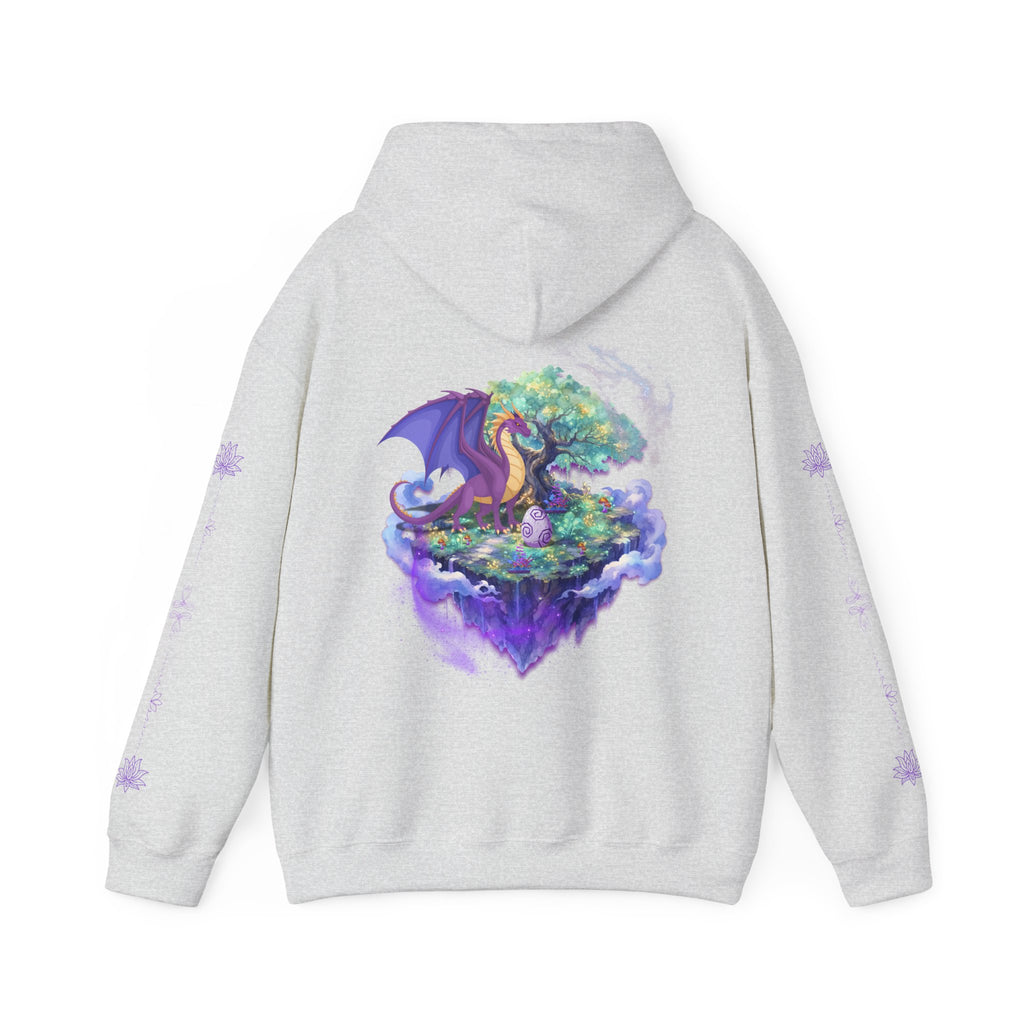 Dragon Isle Hoodie — Passion Script Fantasy Hoodie with Floating Island Art
