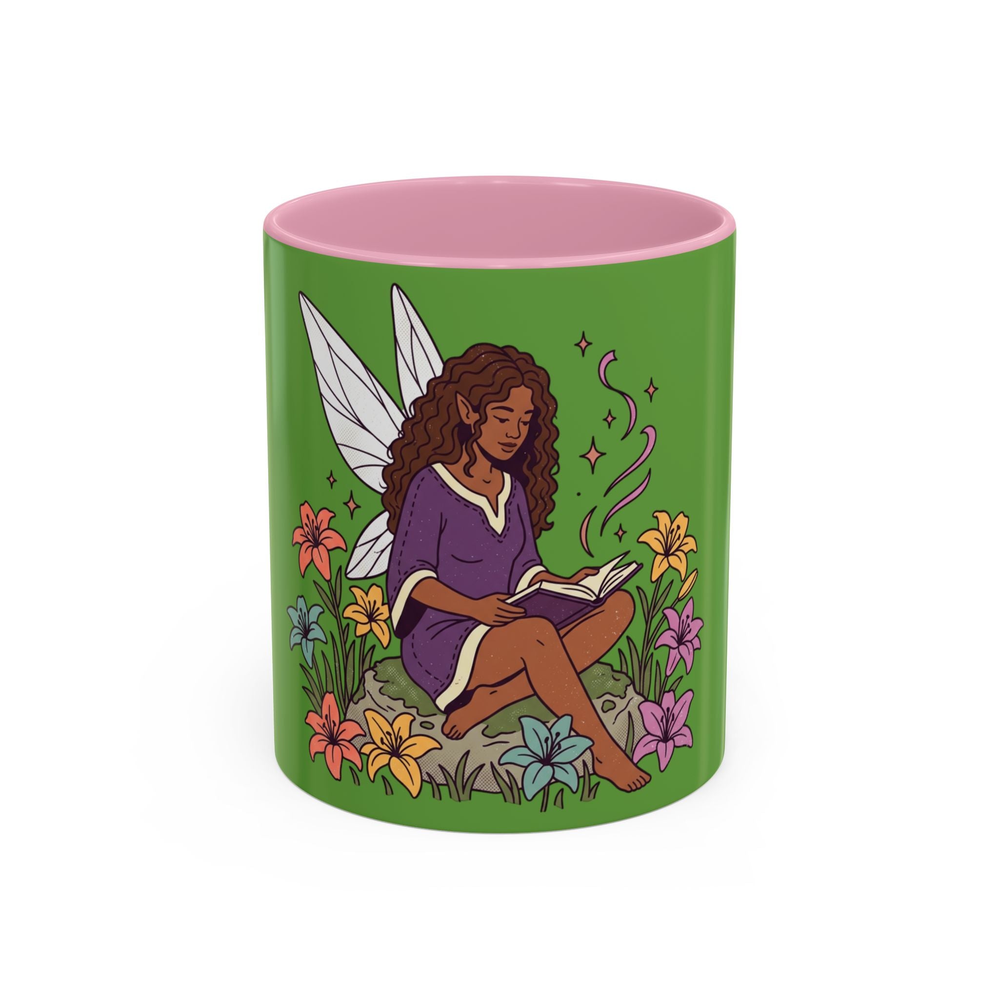 Fairy Reading Mug — Whimsical Floral Coffee Cup (11oz & 15oz)