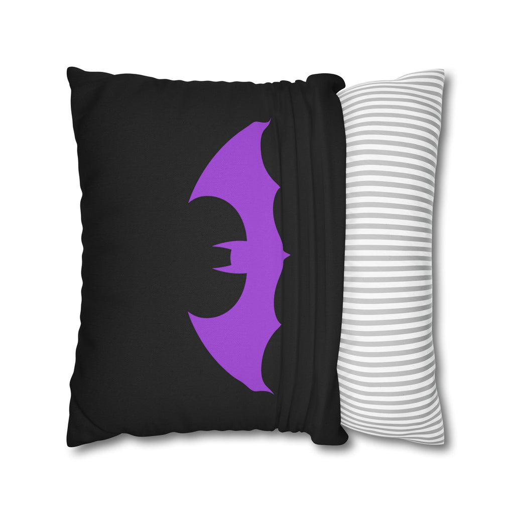 Purple Bat Silhouette Pillowcase — Gothic Decorative Throw Pillow Cover