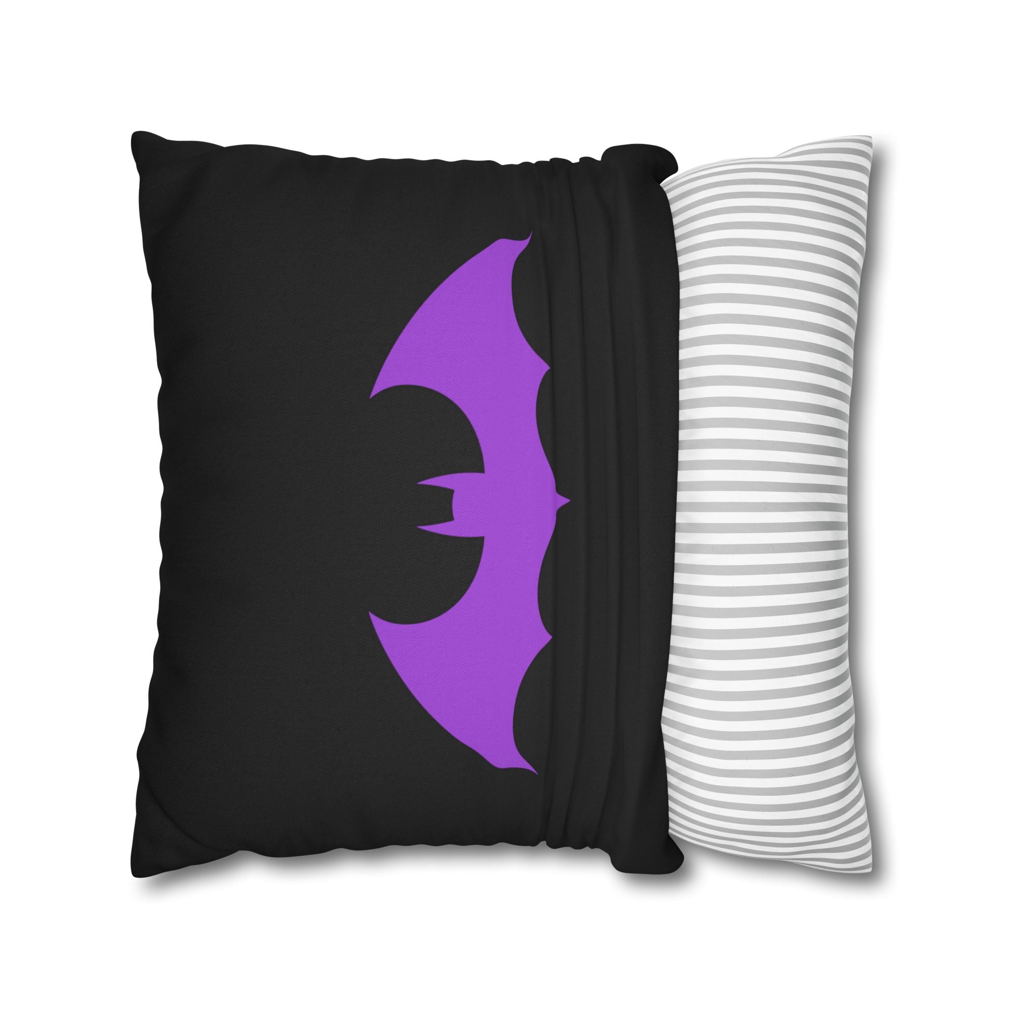 Purple Bat Silhouette Pillowcase — Gothic Decorative Throw Pillow Cover