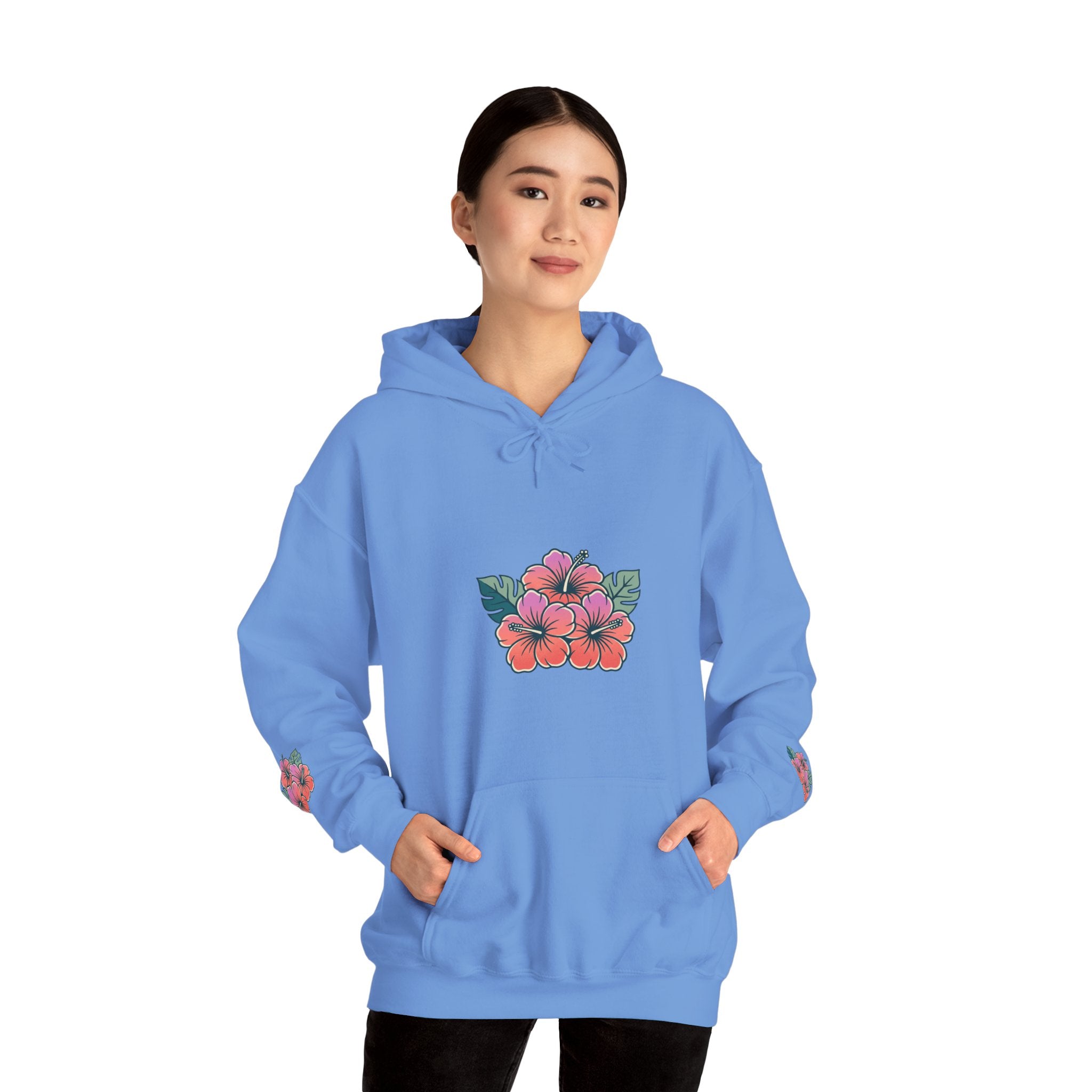 Hibiscus Floral Hoodie — Tropical Flower Graphic Sweatshirt